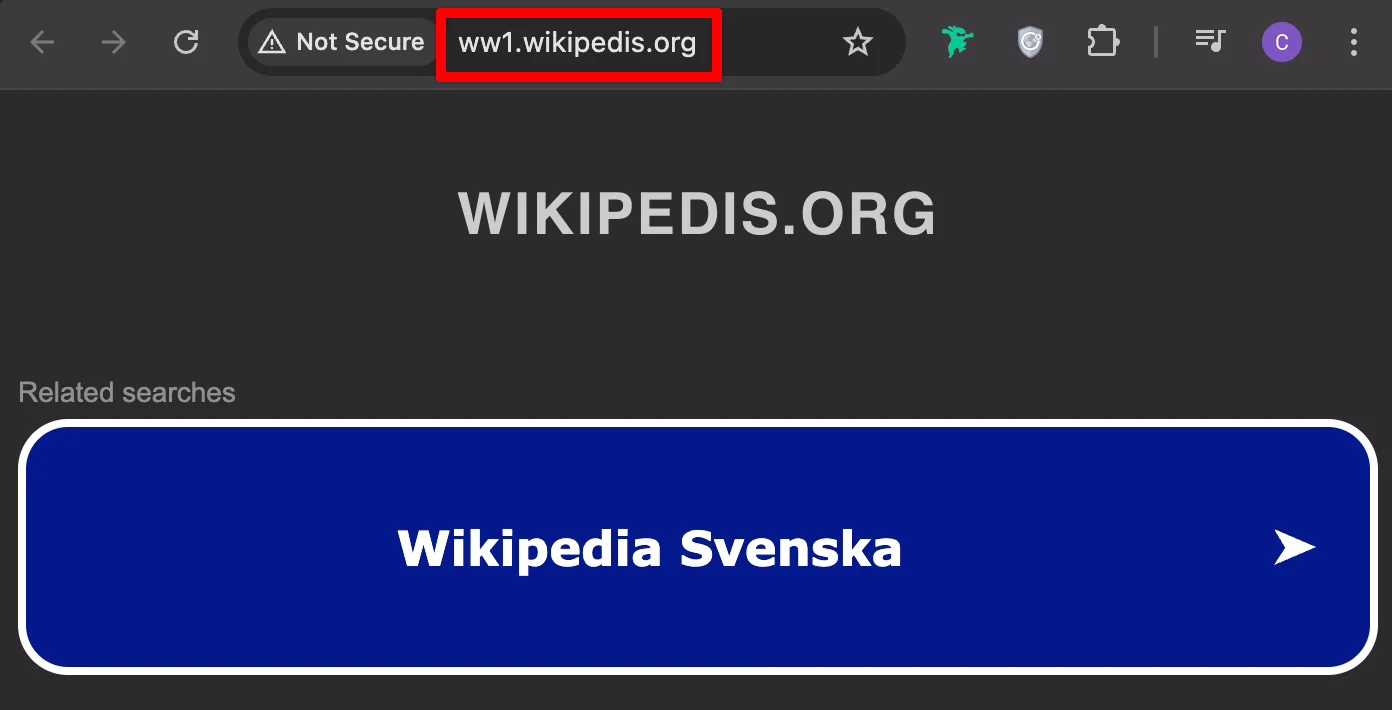 Website spoofing