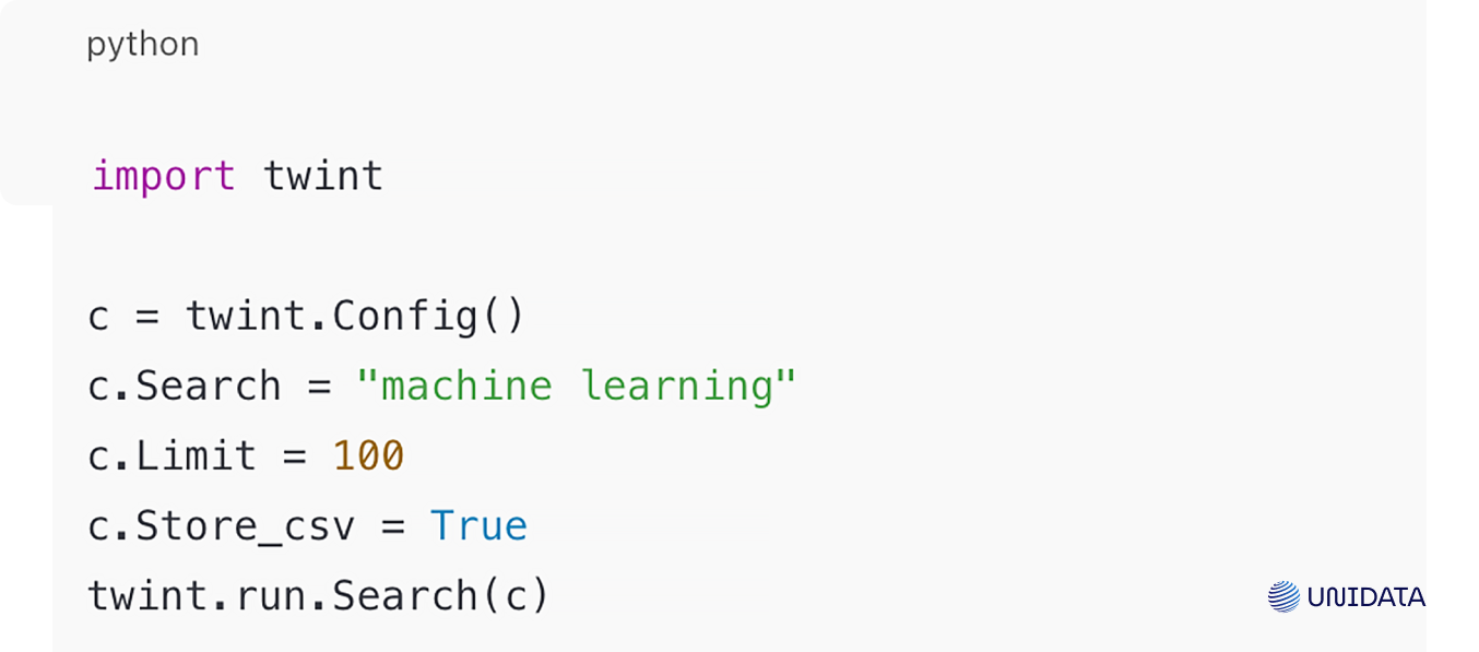 Twint data collection example code