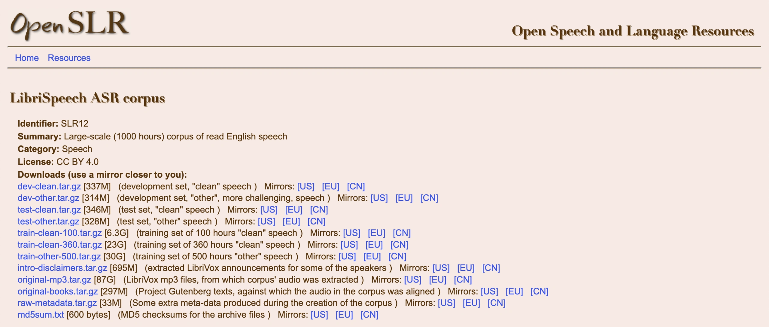 OpenSLR dataset