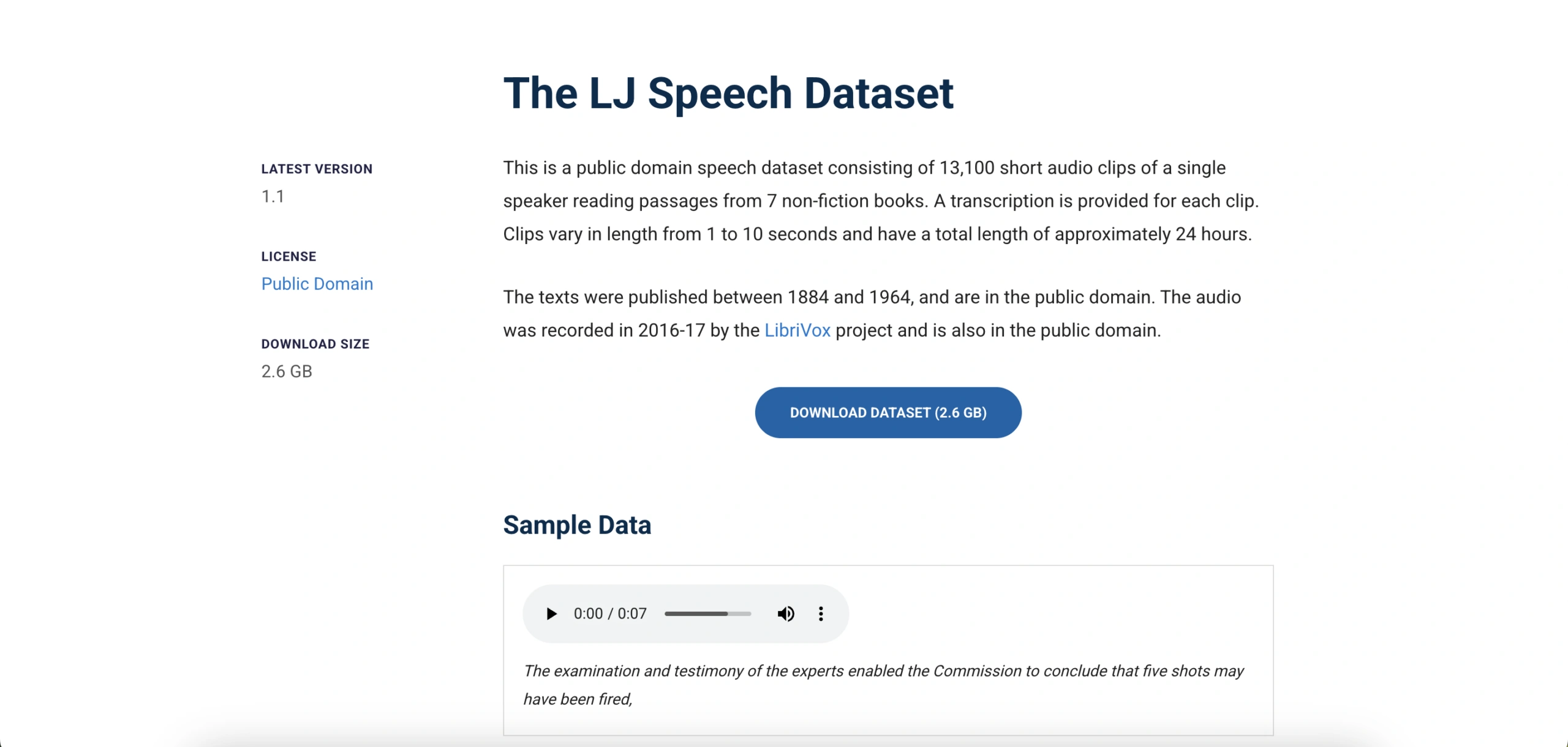 LJSpeech Dataset