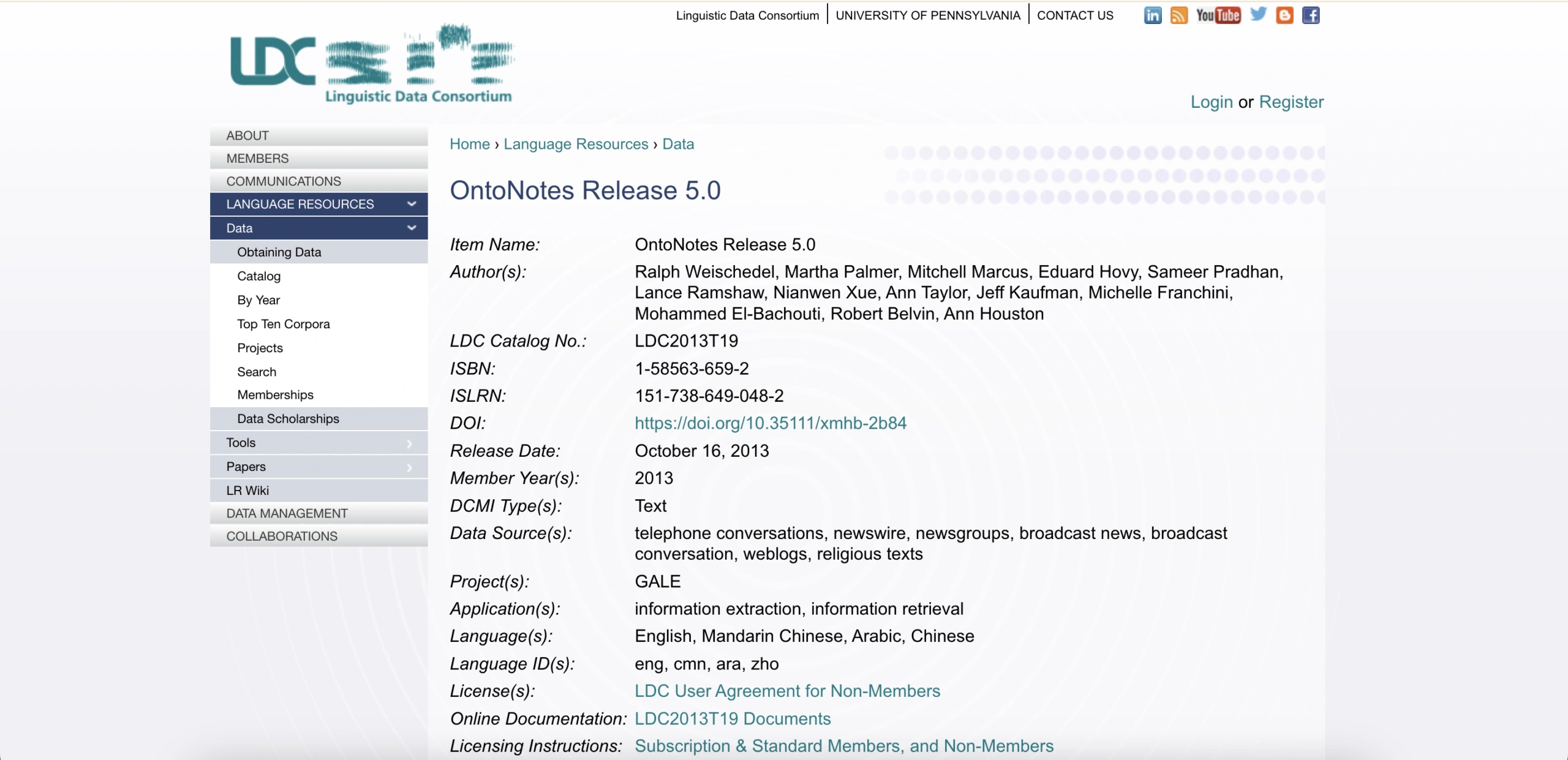 OntoNotes dataset