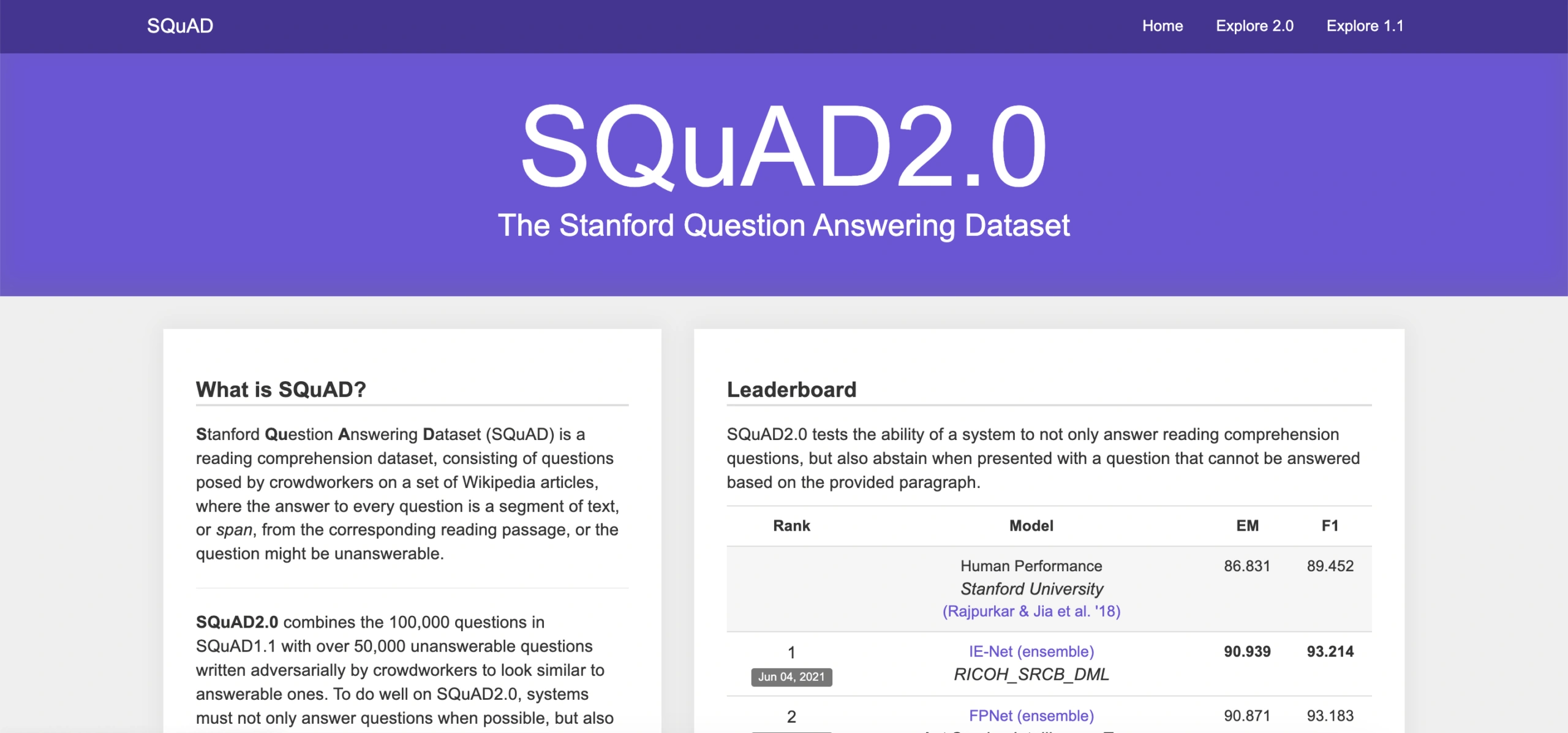 SQuAD dataset