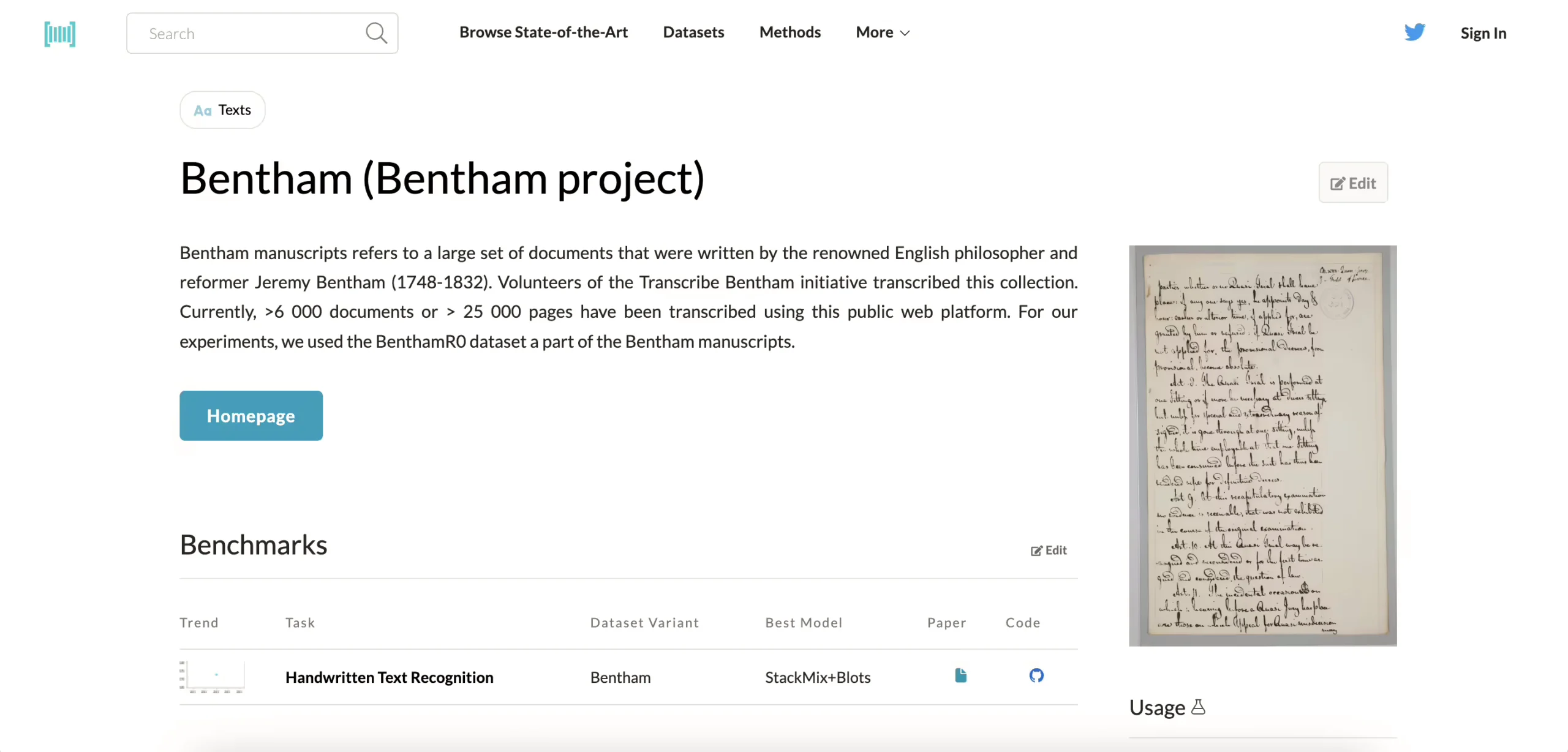 Bentham Dataset