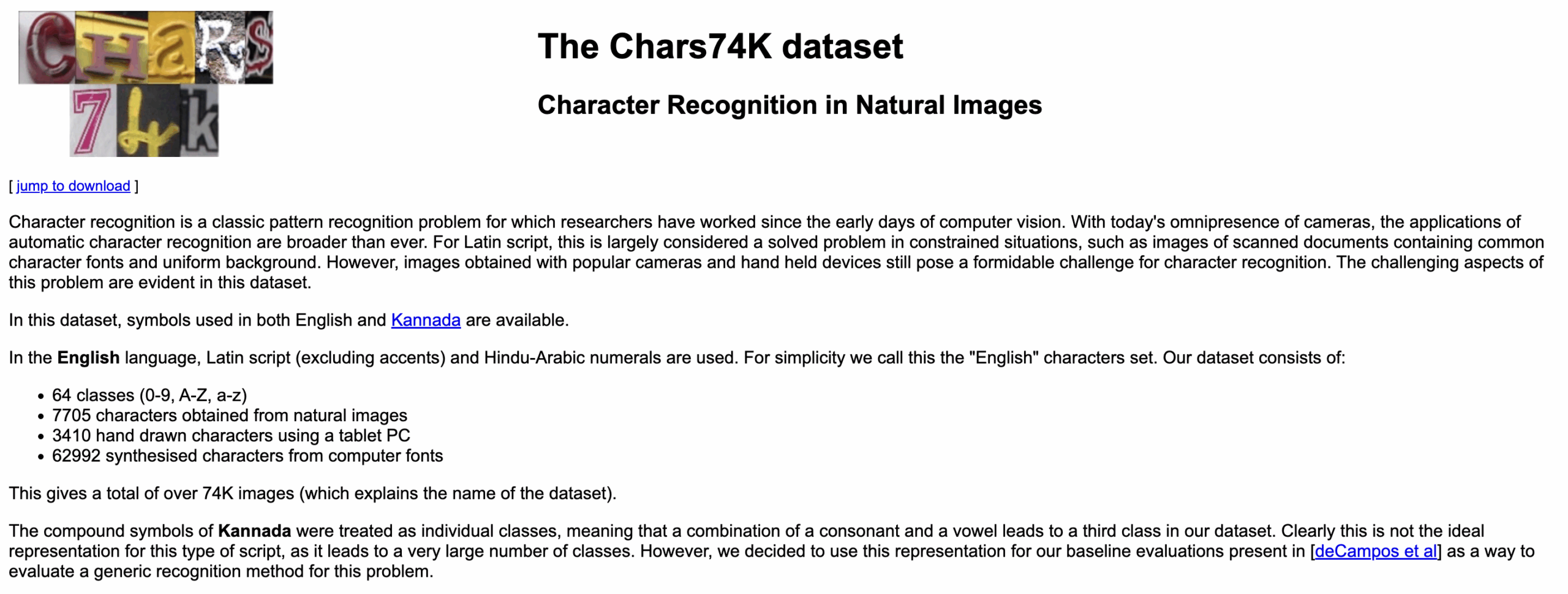 Chars74K dataset