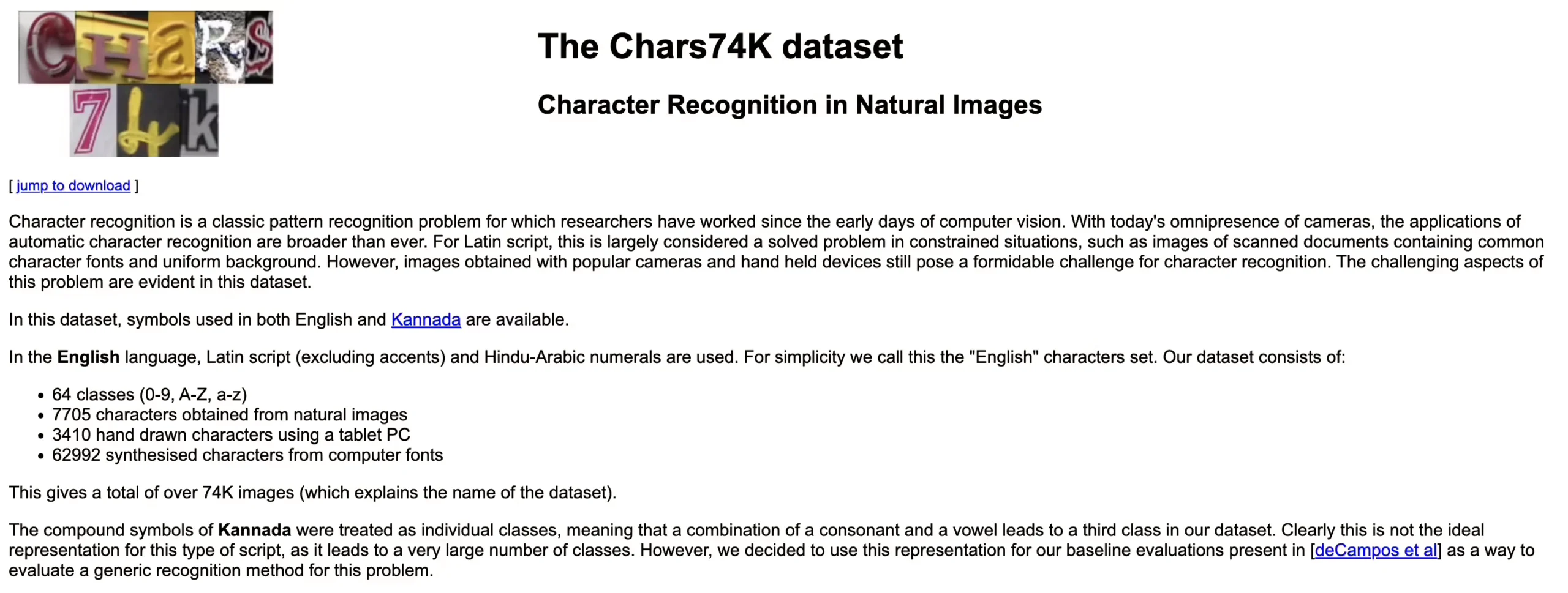 Chars74K dataset