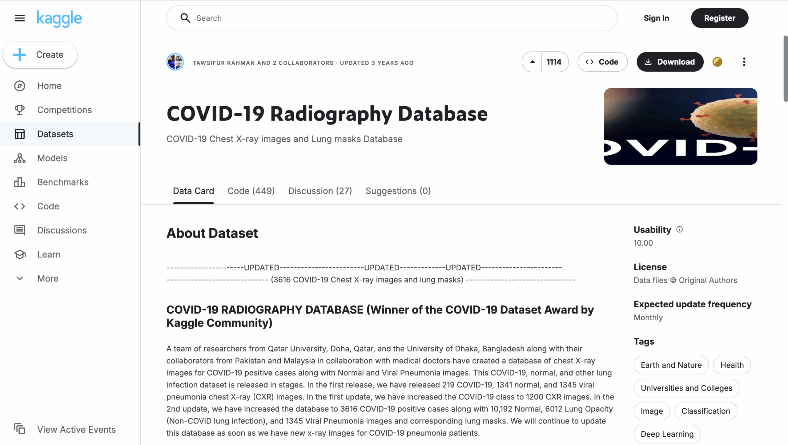 COVID-19 Radiography Dataset
