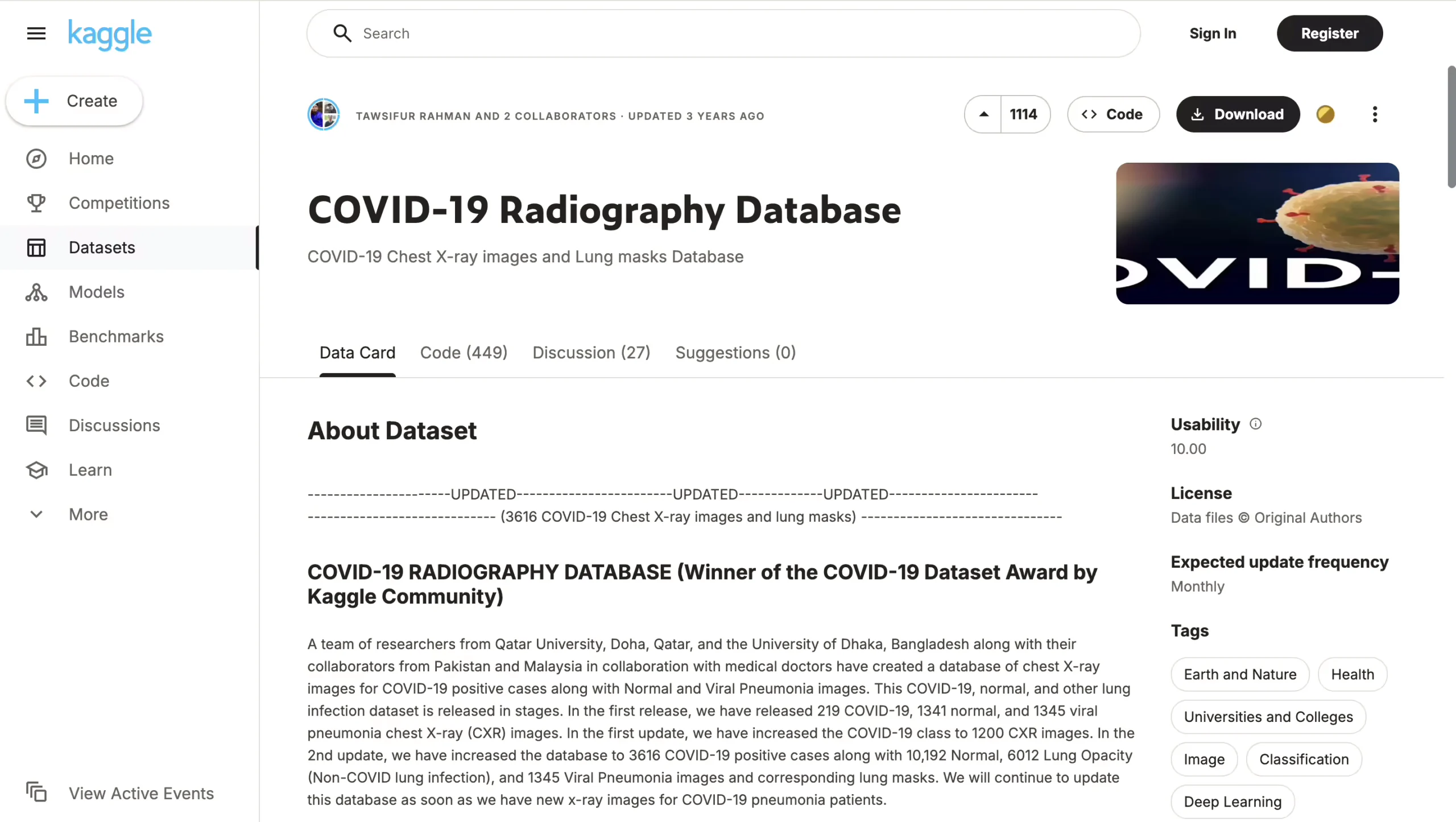 COVID-19 Radiography Dataset