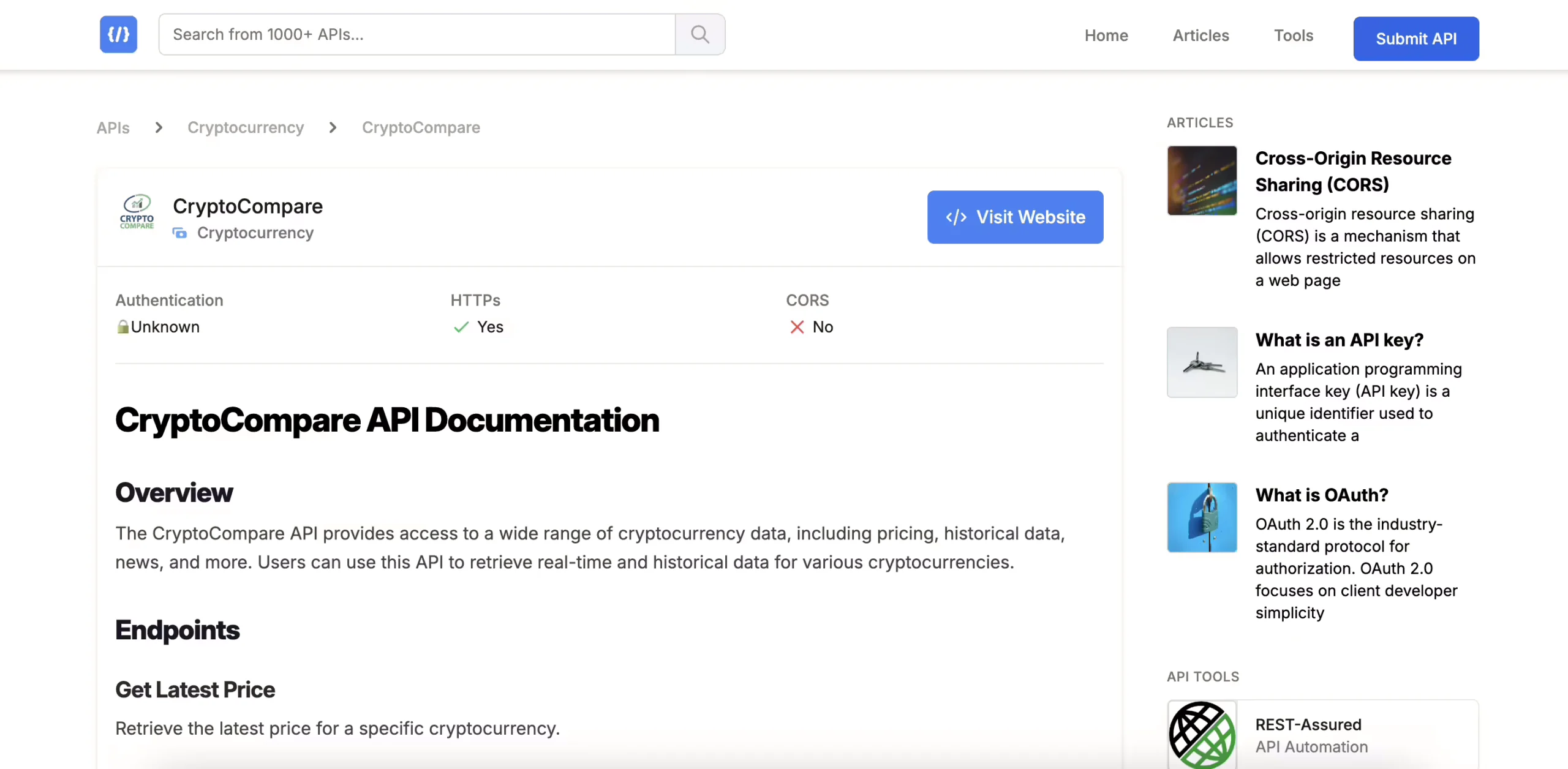 CryptoCompare API