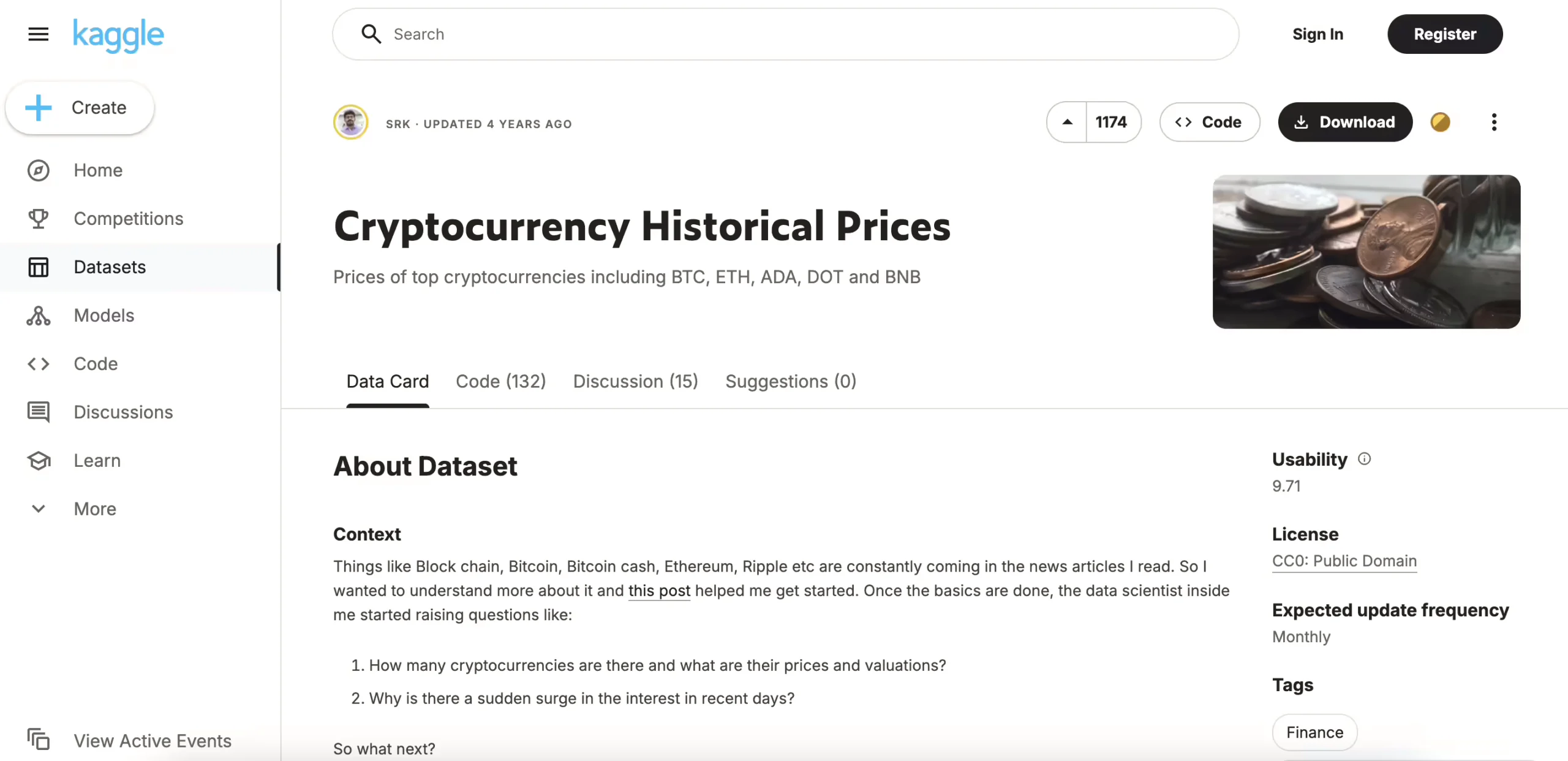 Cryptocurrency Historical Prices dataset