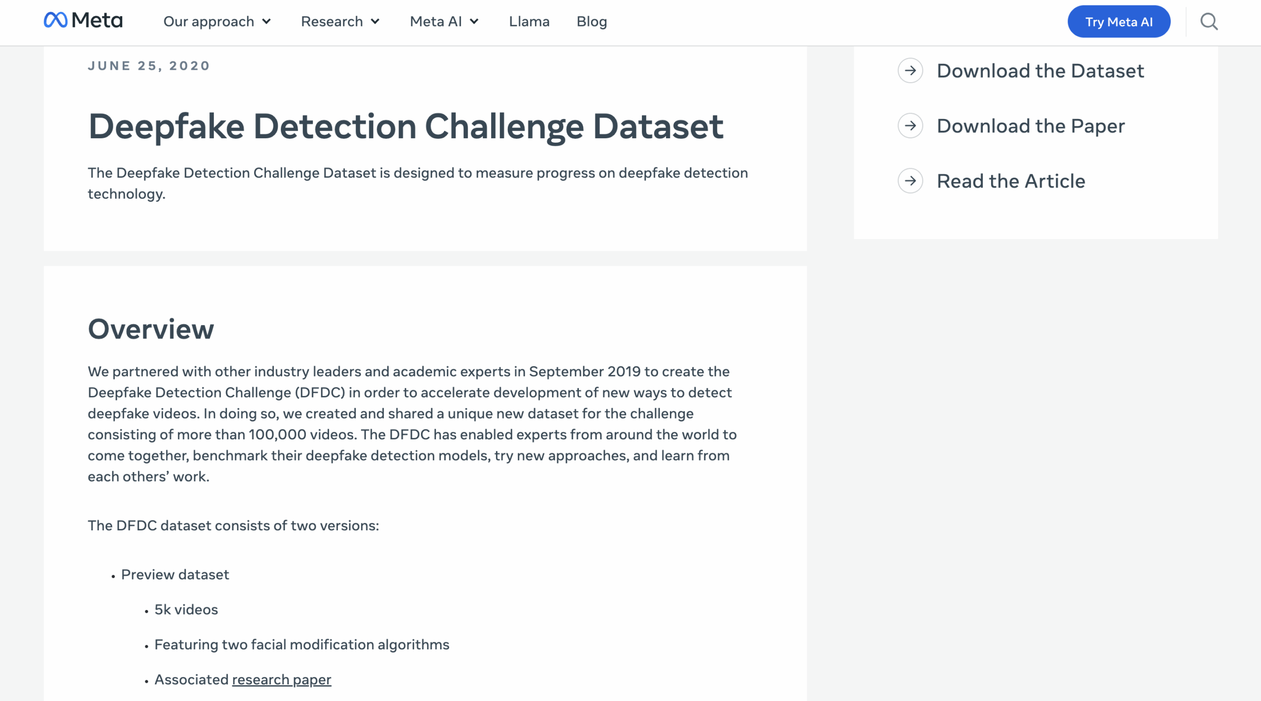 Deepfake detection challenge dataset