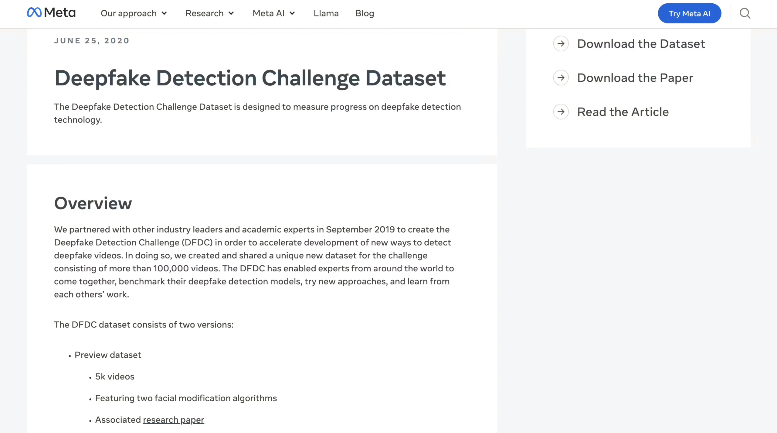 Deepfake detection challenge dataset