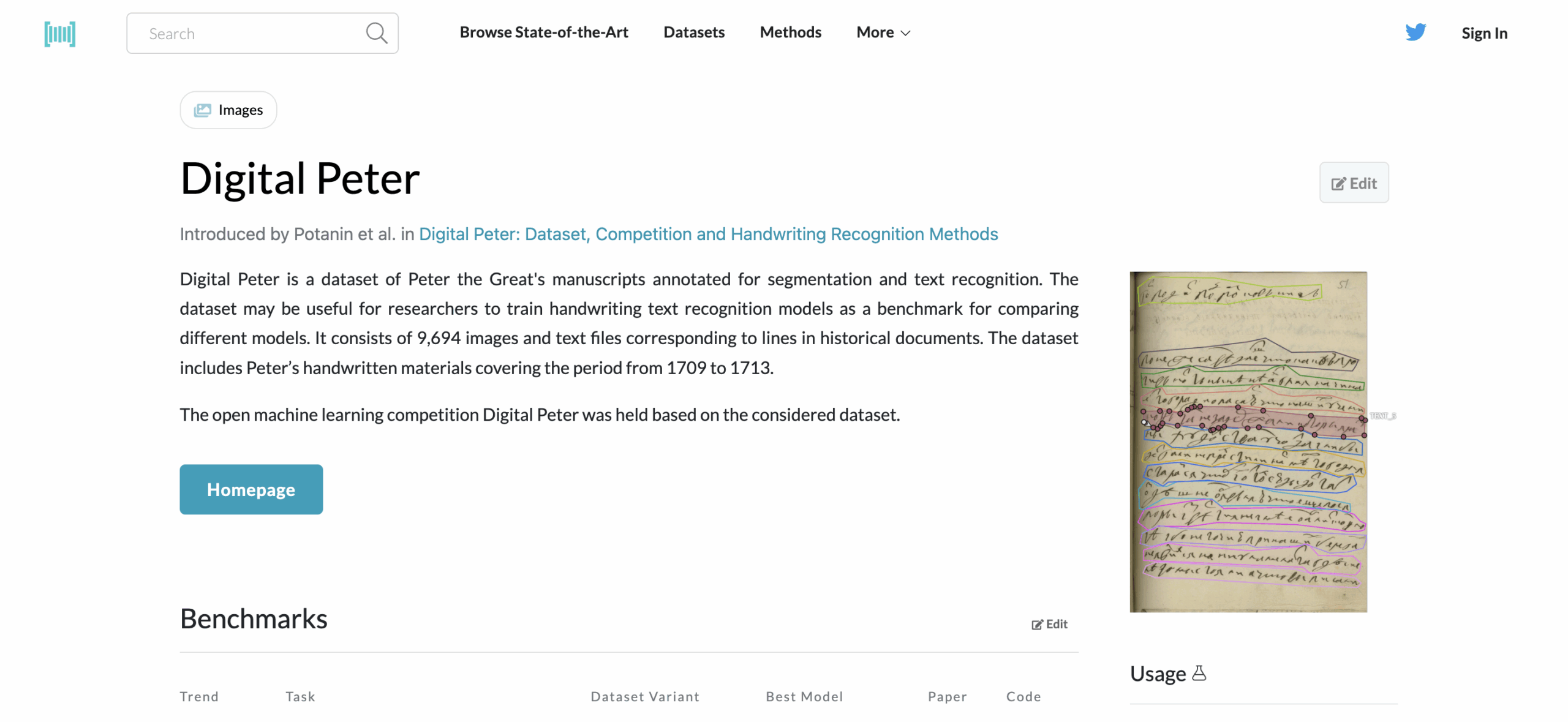 Digital Peter dataset