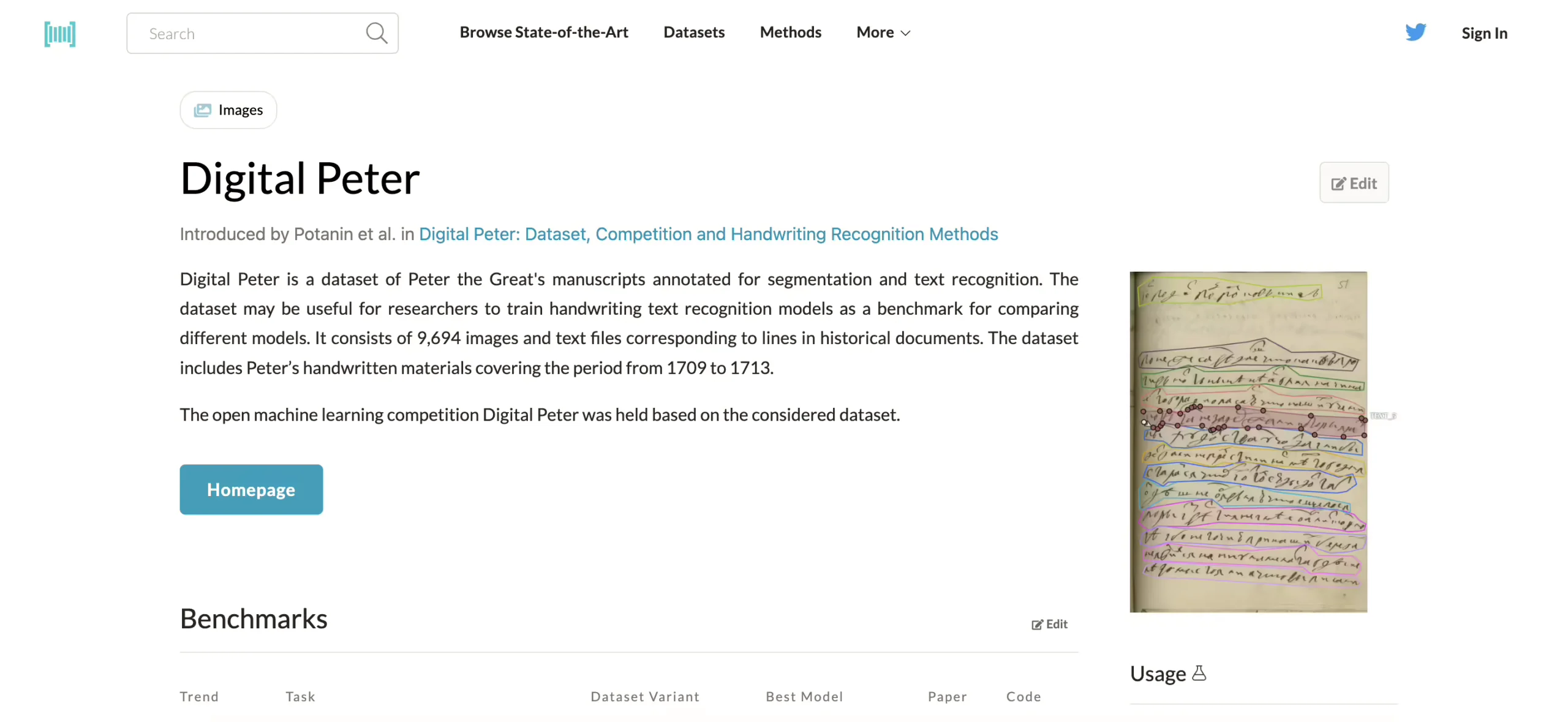 Digital Peter dataset
