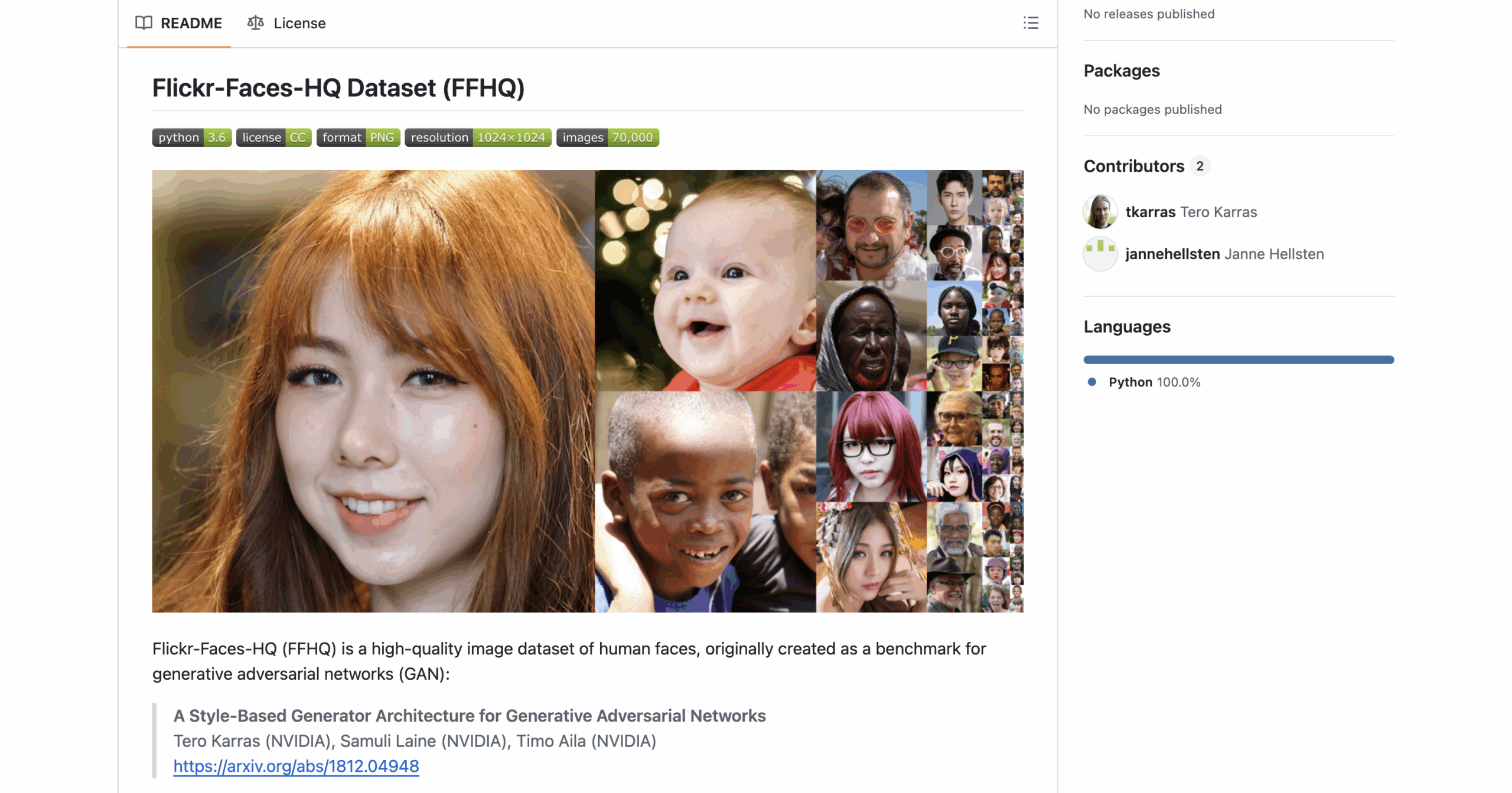 Flickr Faces HQ dataset
