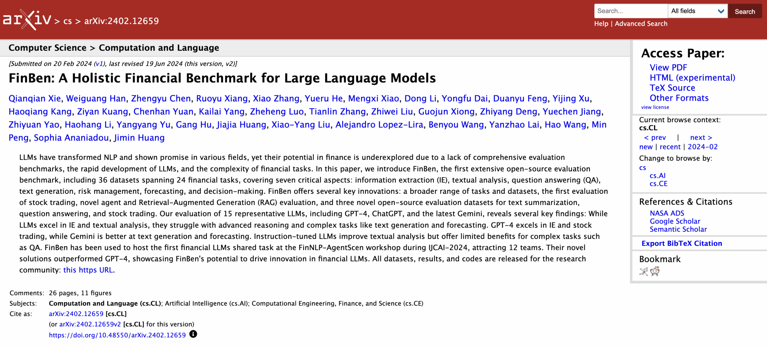 FinBen Benchmark Suite dataset