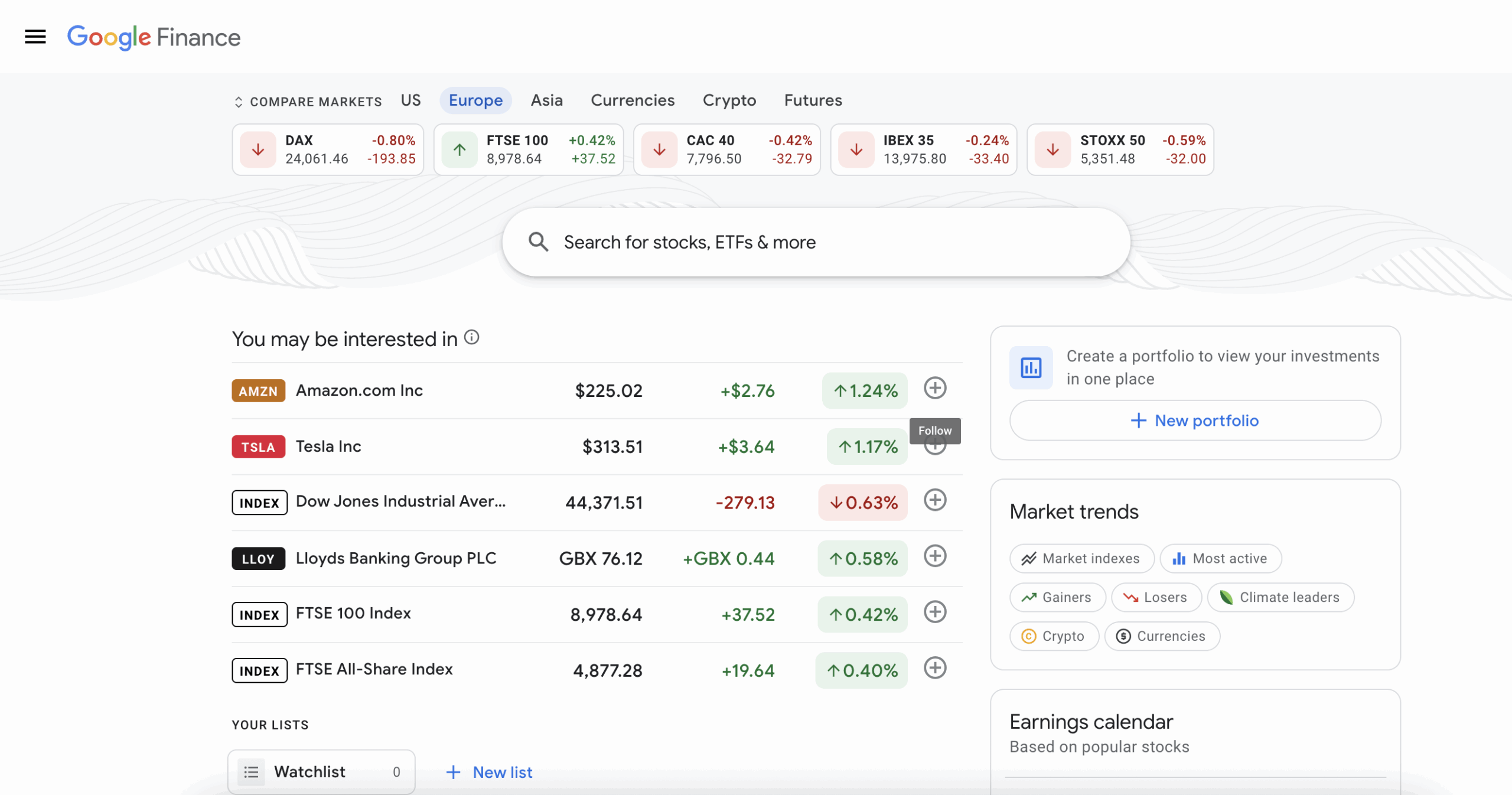 Google Finance via yfinance