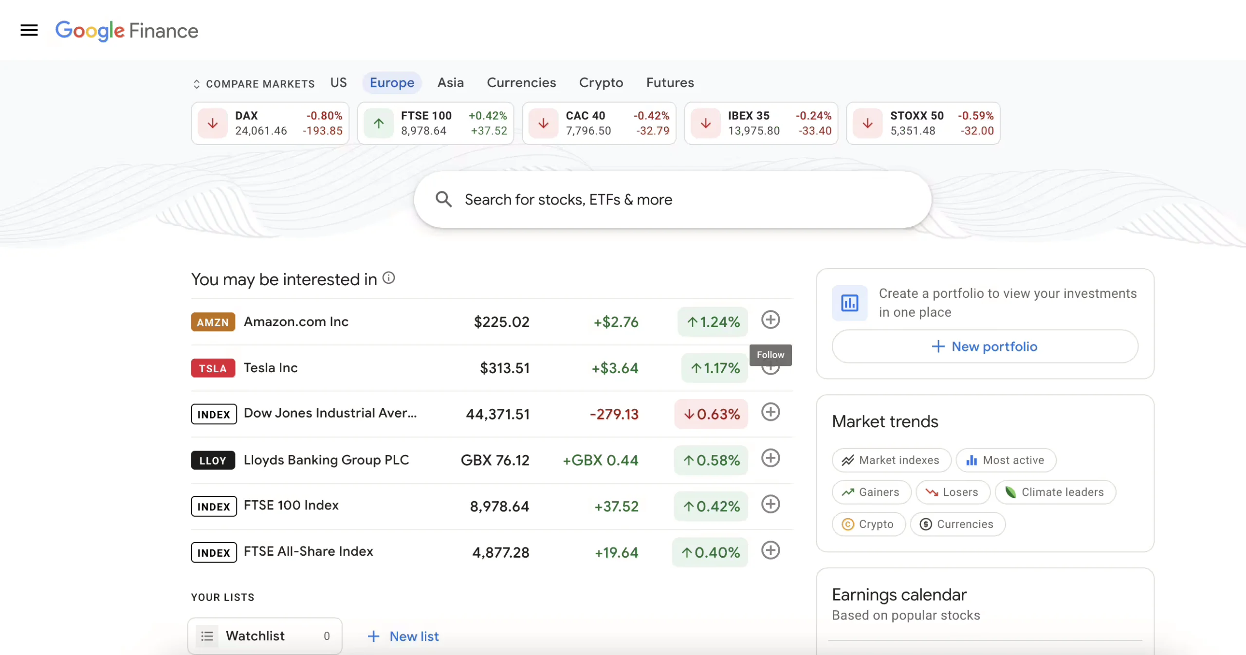 Google Finance via yfinance