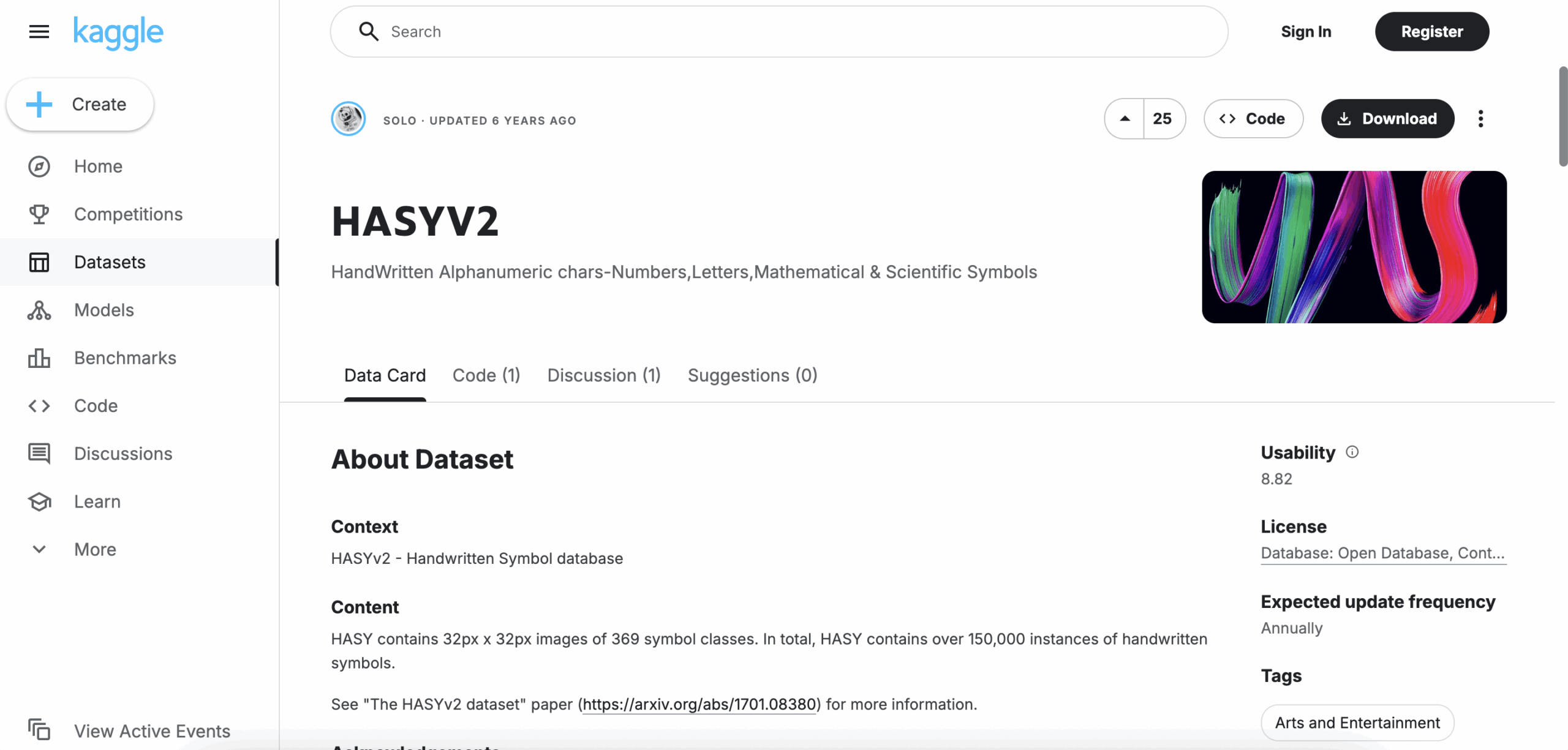 HASYv2 Kaggle dataset