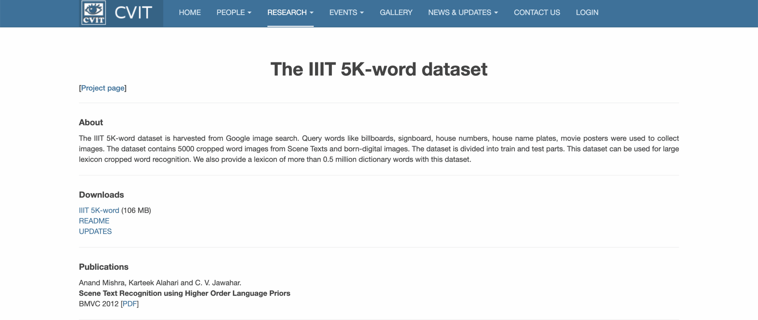 IIIT 5K-Word dataset