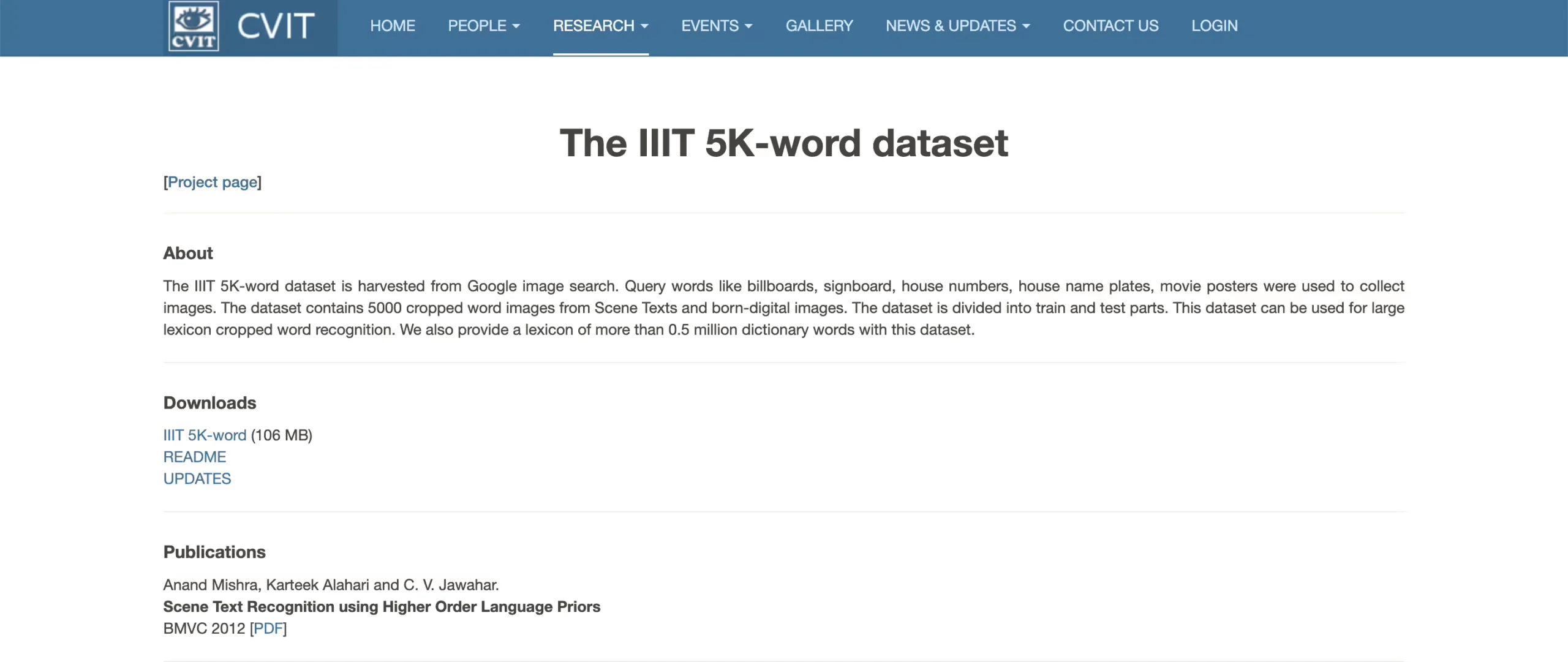 IIIT 5K-Word dataset