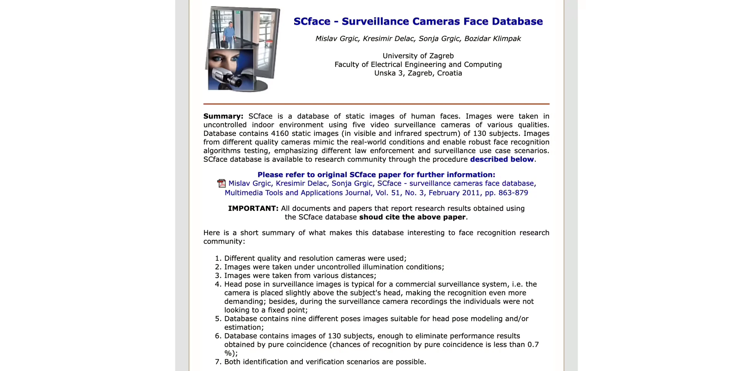 Surveillance cameras face dataset