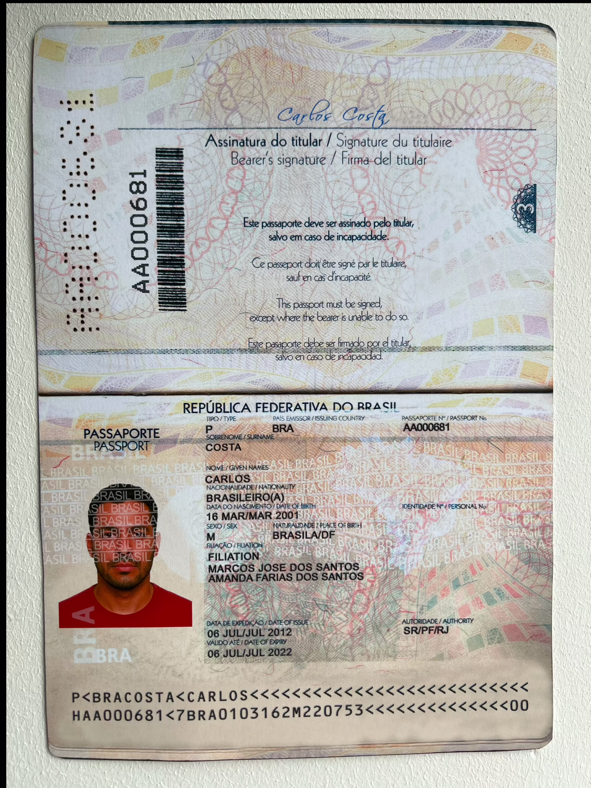 Synthetic Printed Brazilian Passports Dataset