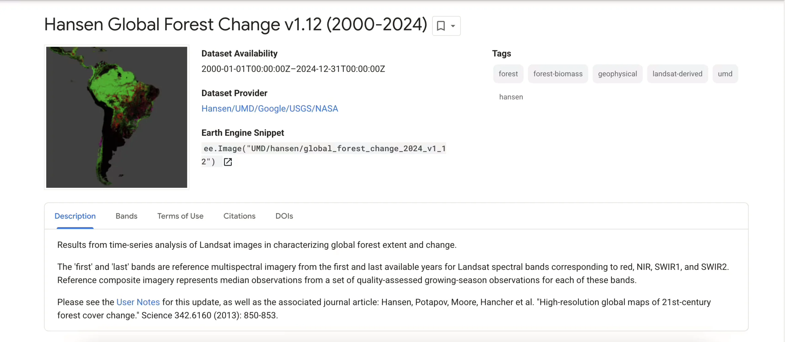 Global Forest Change (Hansen) 