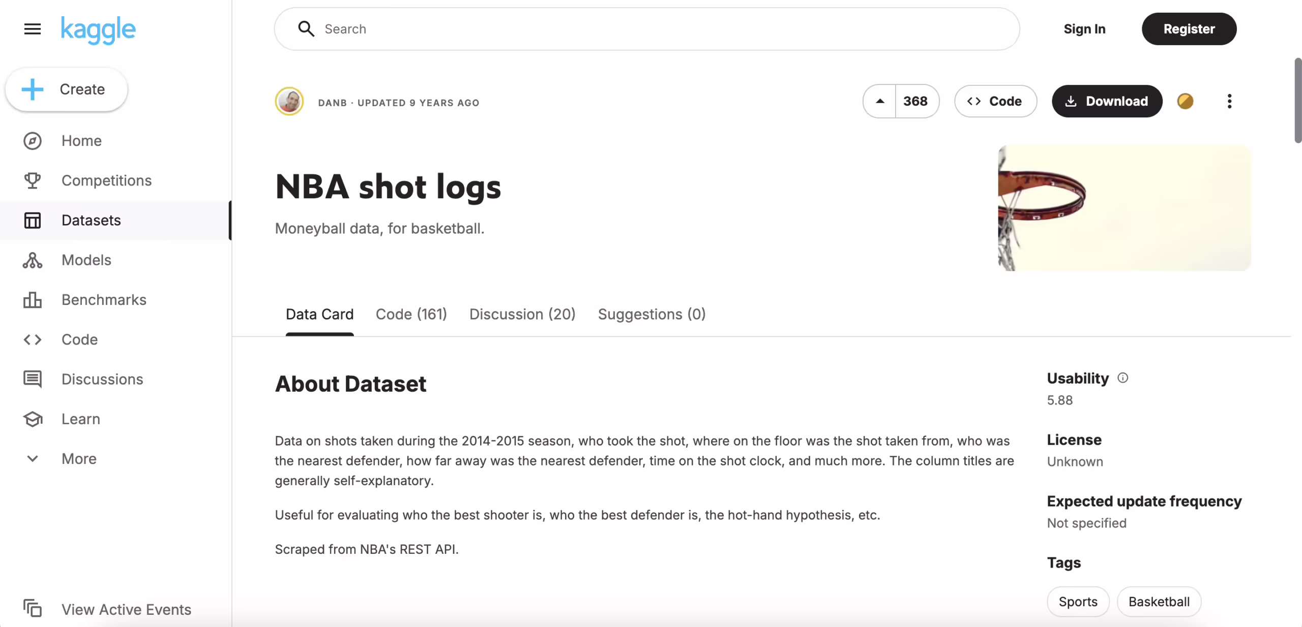 Kaggle: NBA Shot Logs (2014–15)