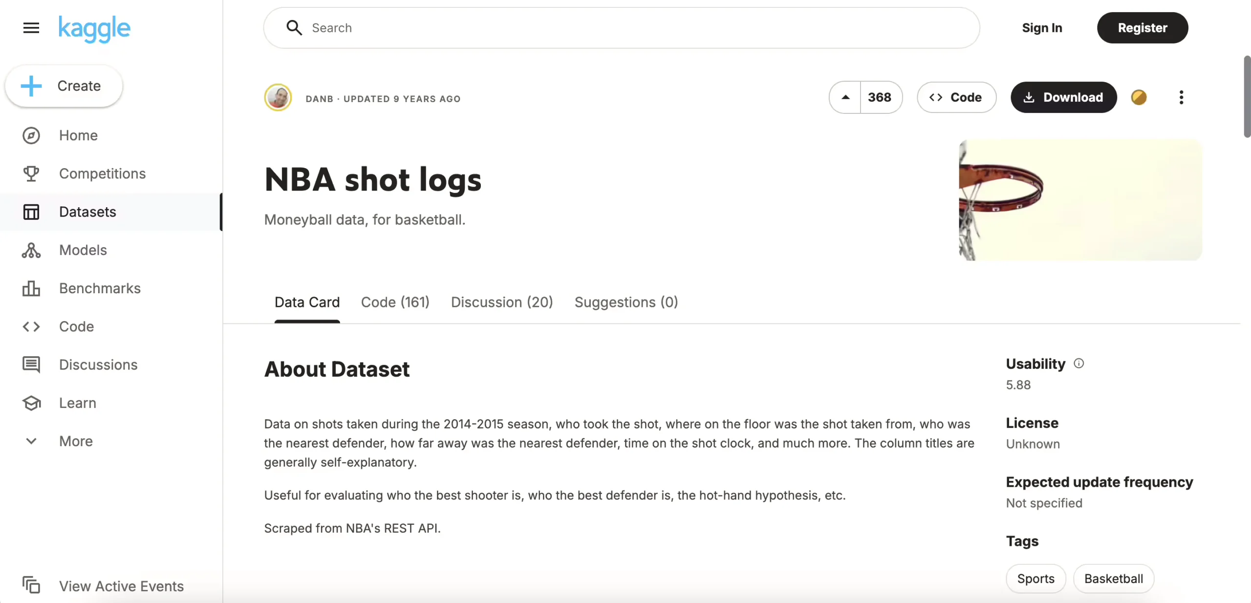 Kaggle: NBA Shot Logs (2014–15)