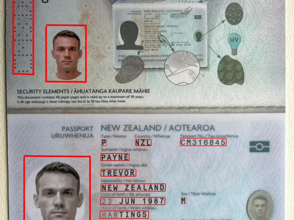 Synthetic Printed NZ Passports Dataset