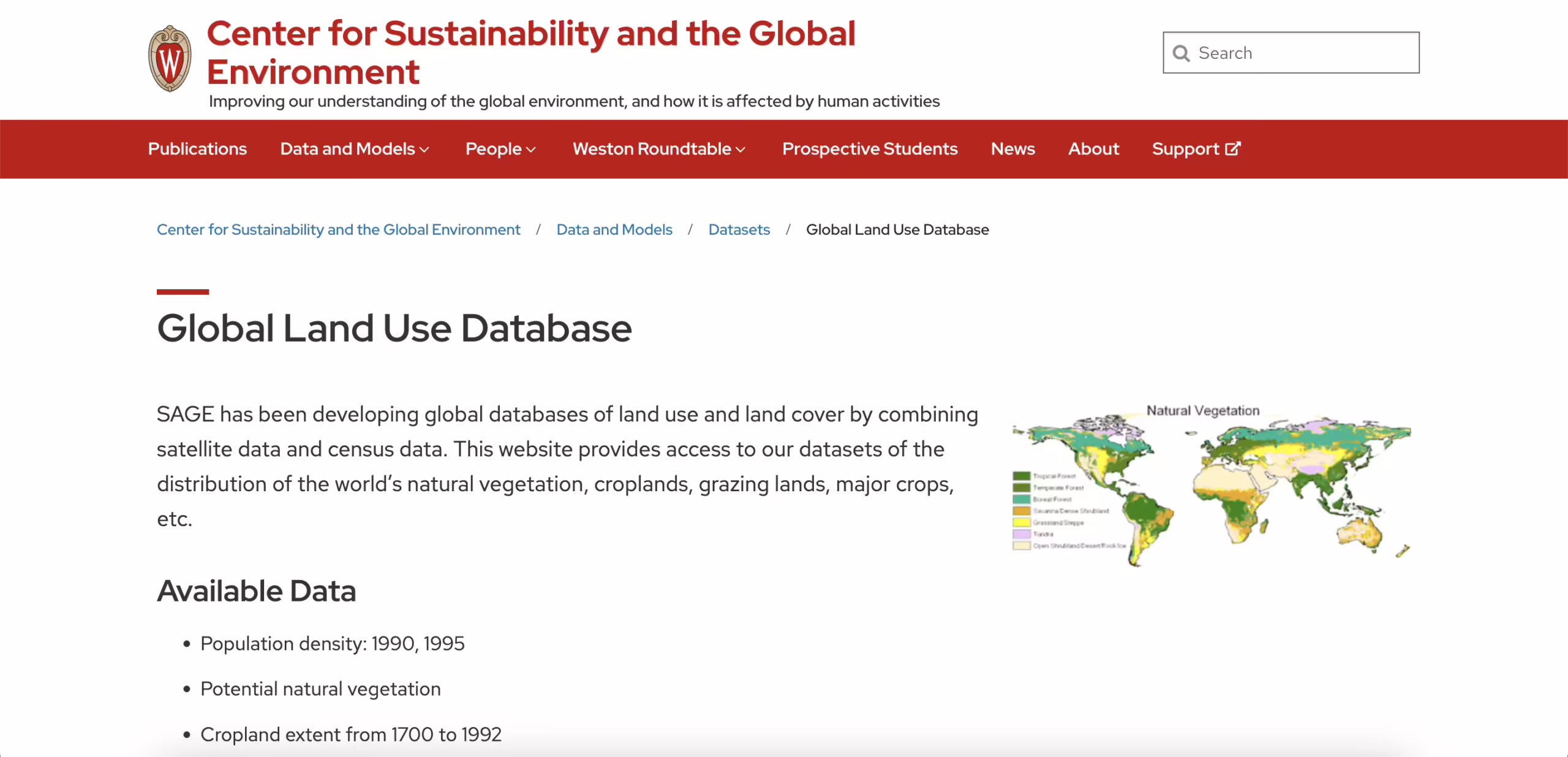 SAGE Global Land-Use Datasets 