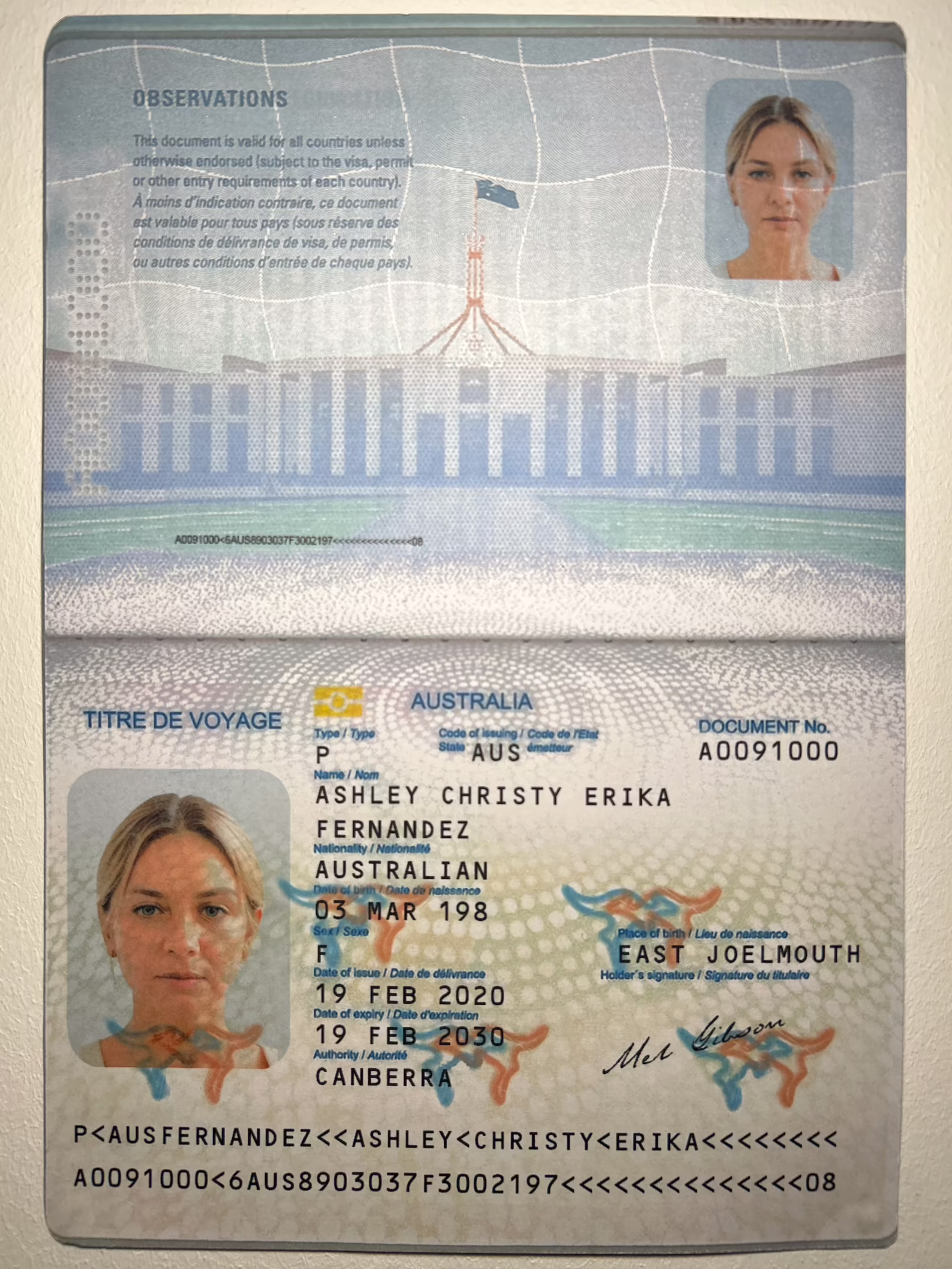 synthetic australian passport dataset