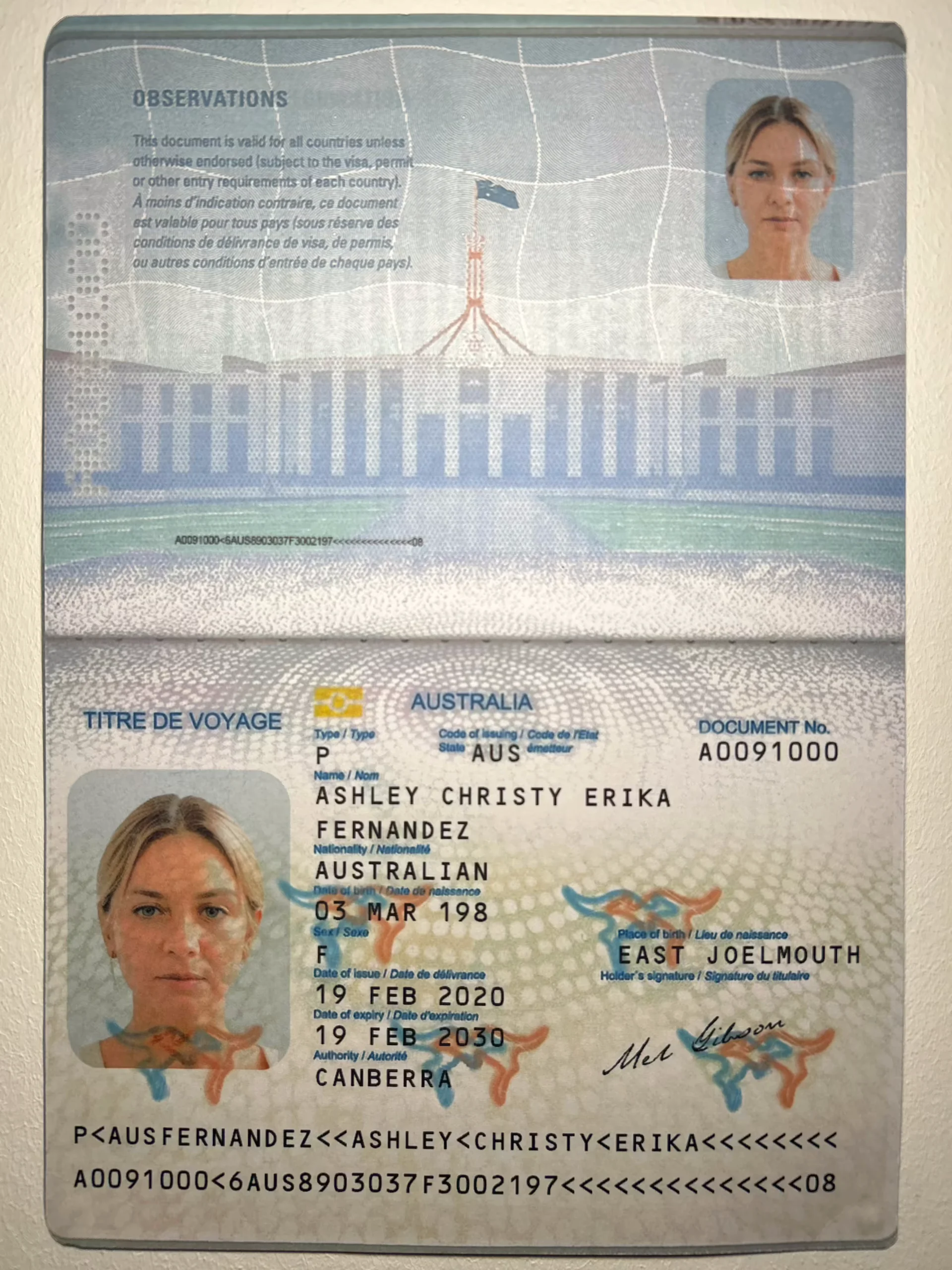 synthetic australian passport dataset