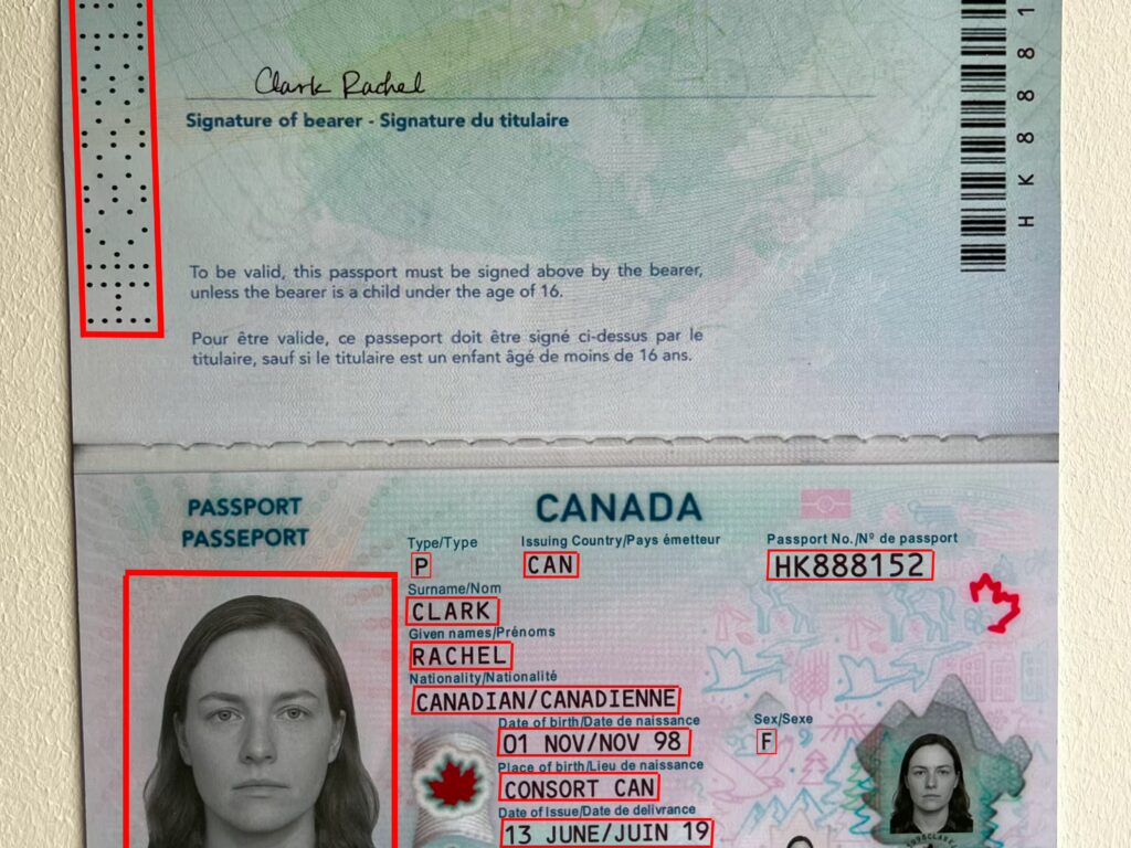 Synthetic Printed Canadian Passports Dataset