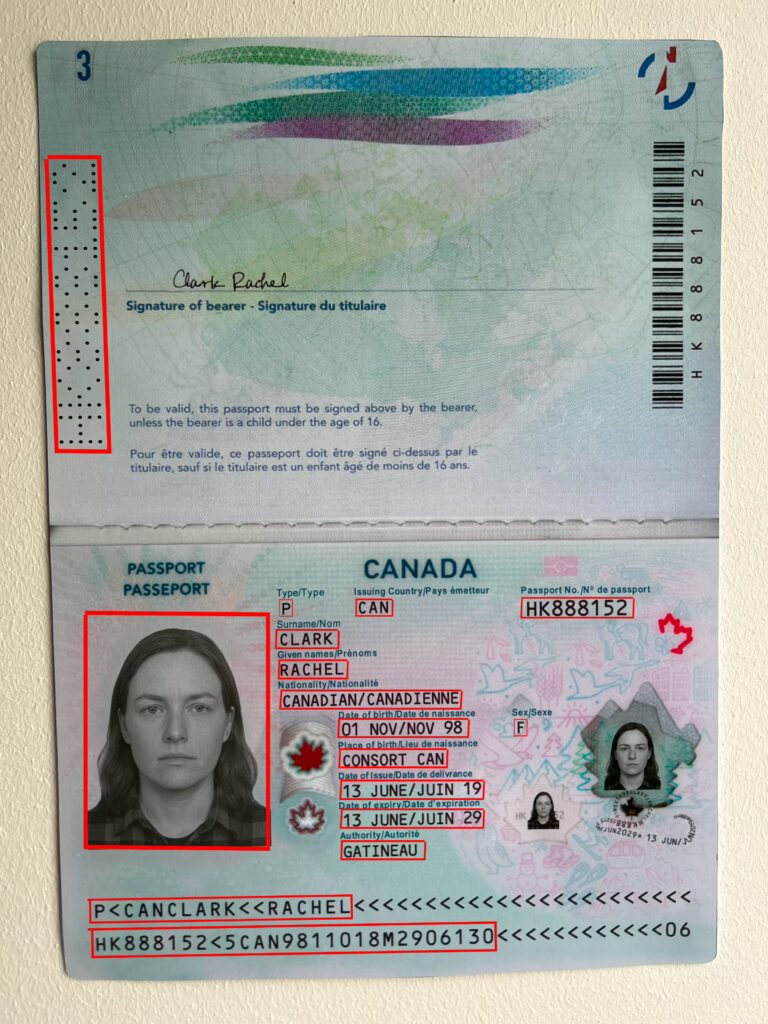 Synthetic Printed Canadian Passports Dataset