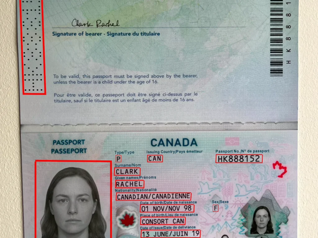 Synthetic Printed Canadian Passports Dataset