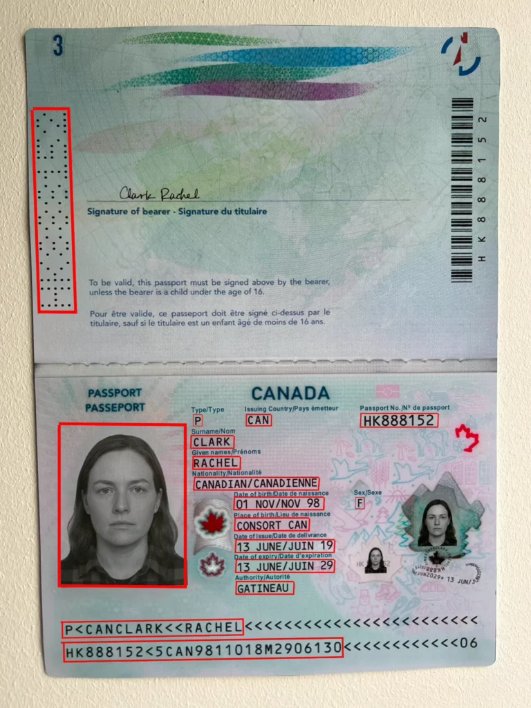 Synthetic Printed Canadian Passports Dataset