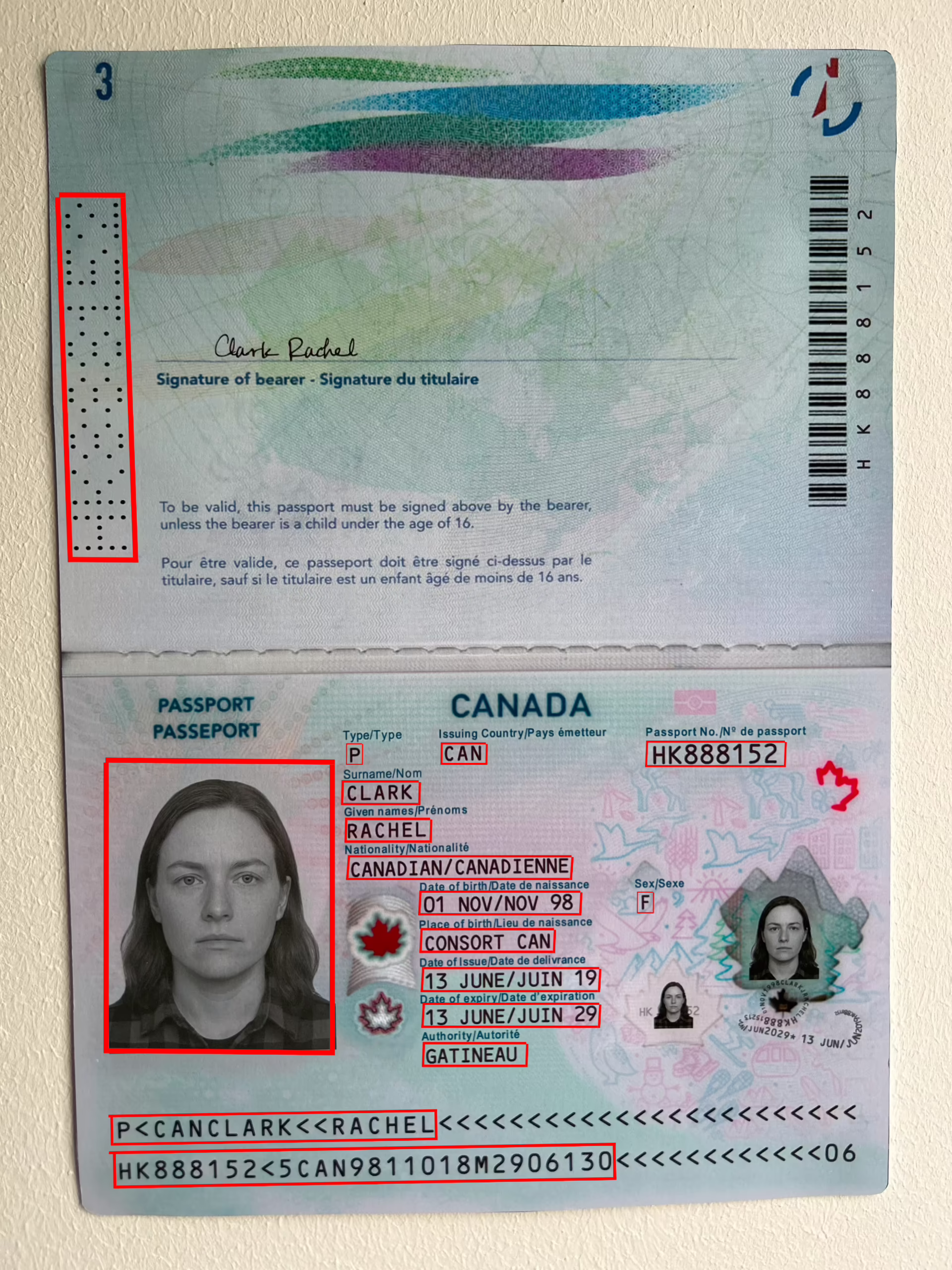 Synthetic Printed Canadian Passports Dataset