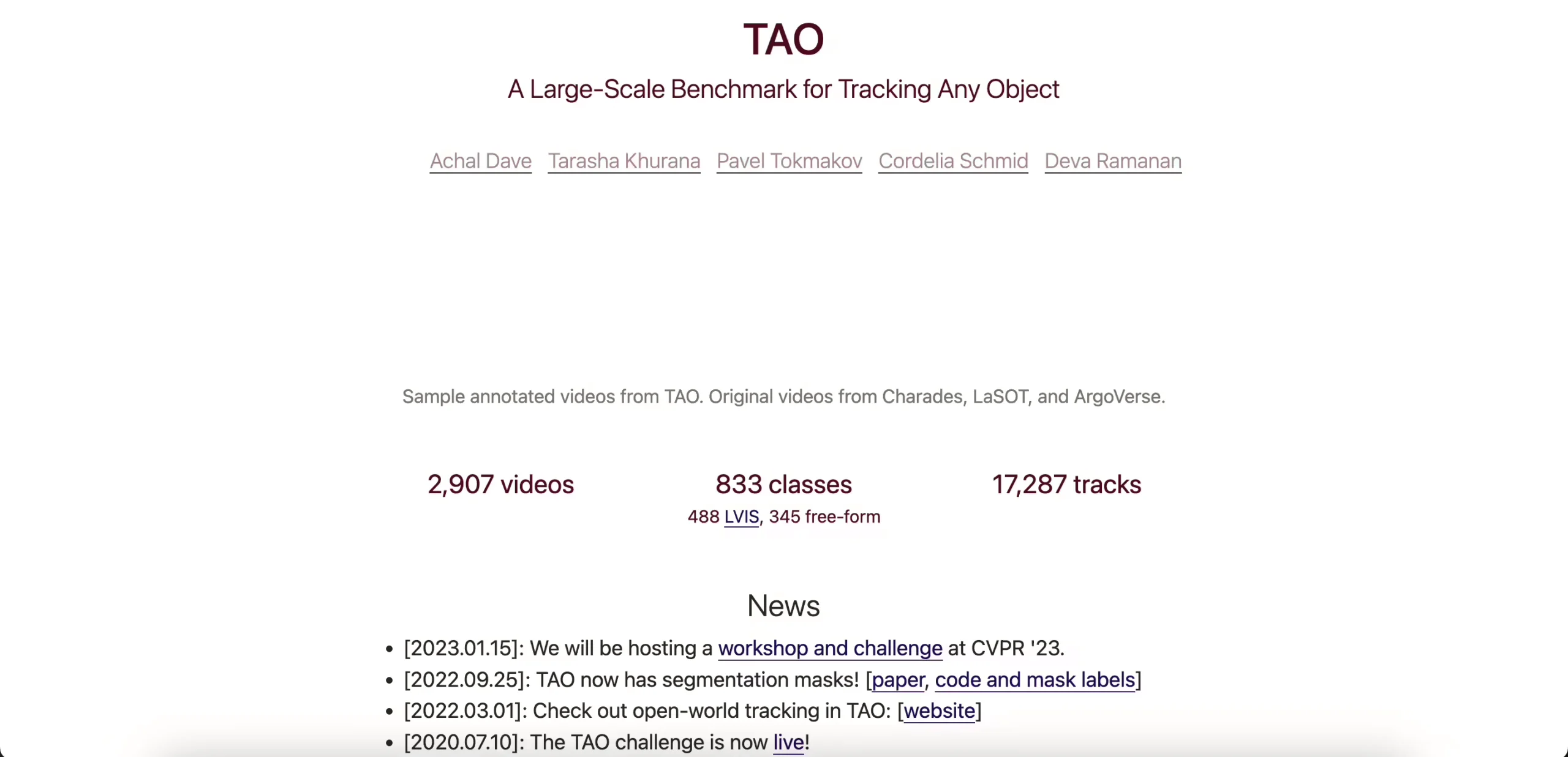 TAO—Tracking Any Object
