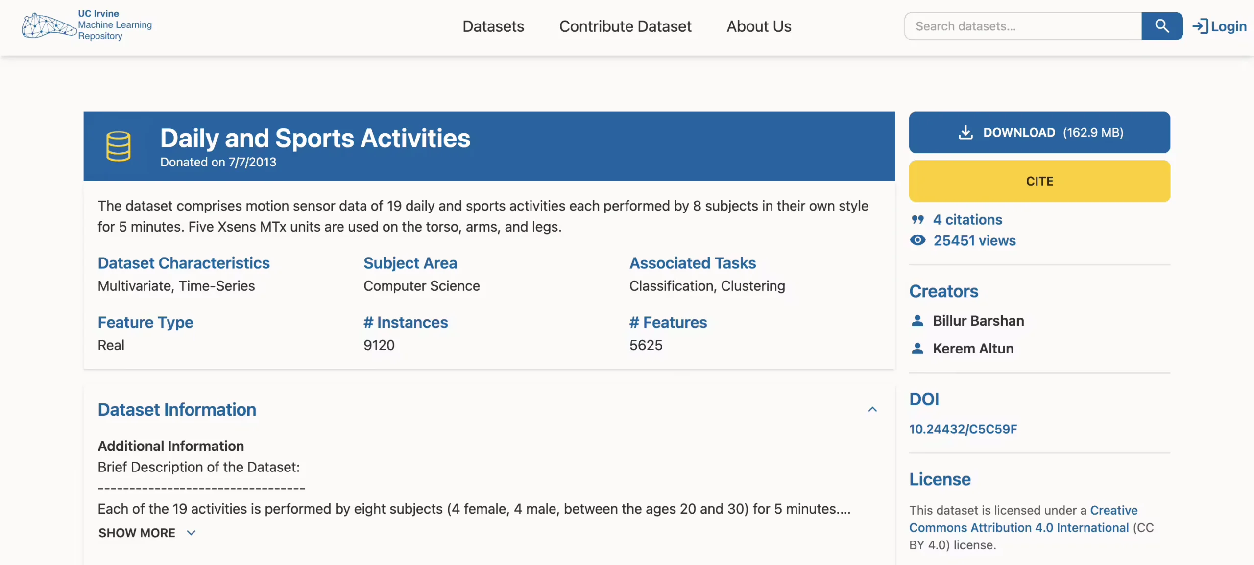 UCI Sports Datasets