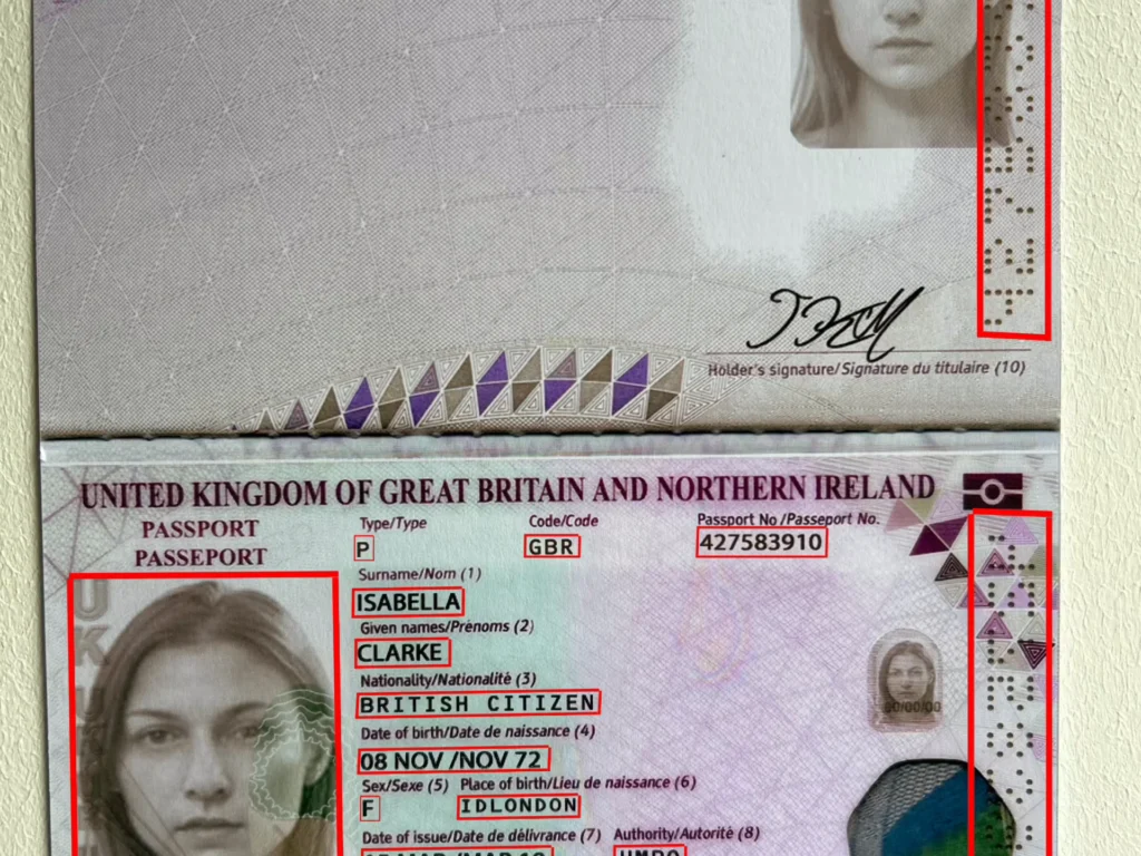 Synthetic Printed UK Passports Dataset