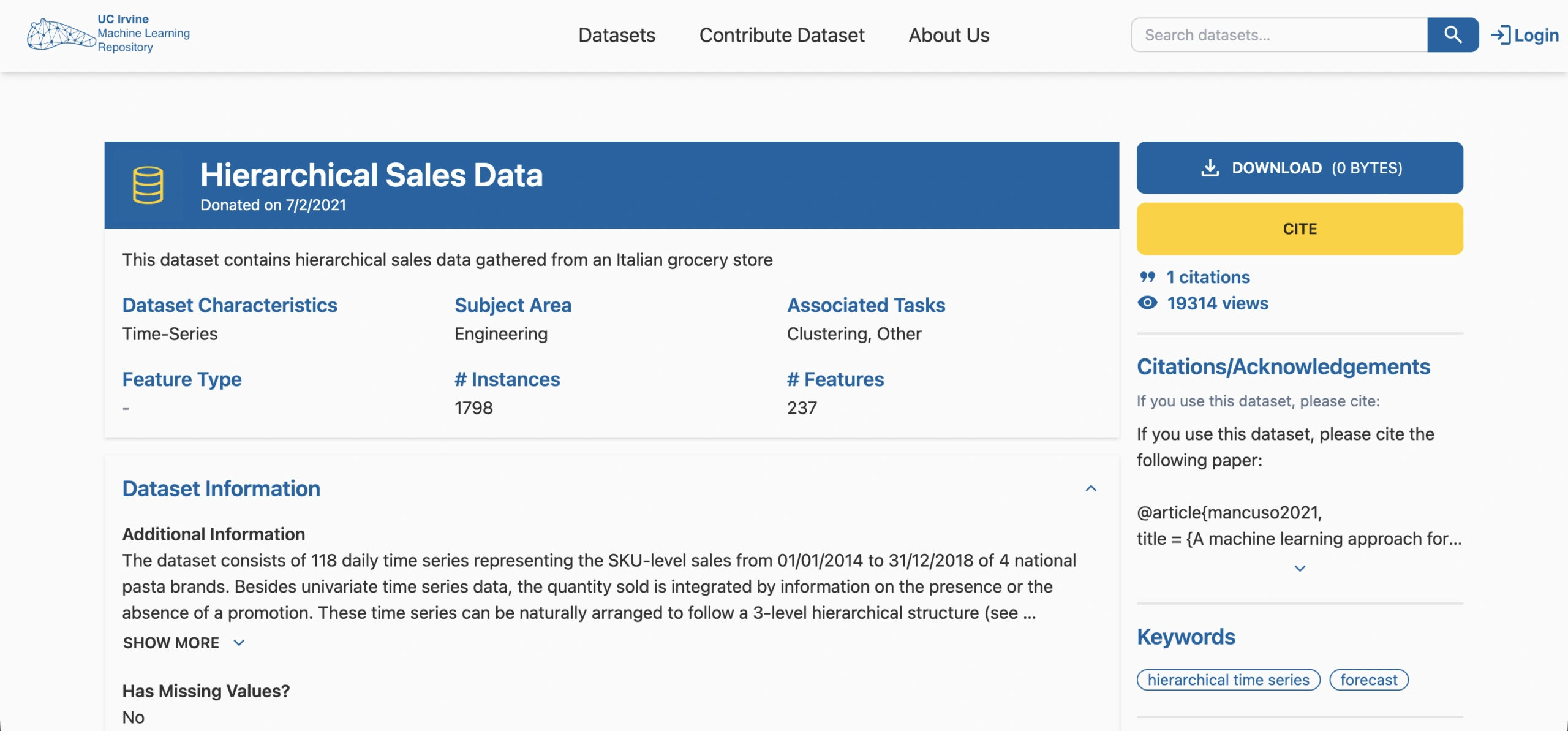 UCI Hierarchical Sales Data